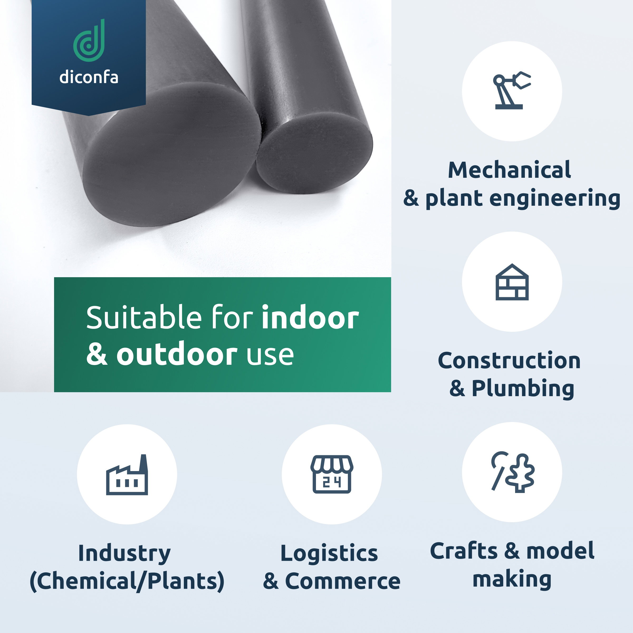 dark grey Rigid PVC Round Rod - made to measure