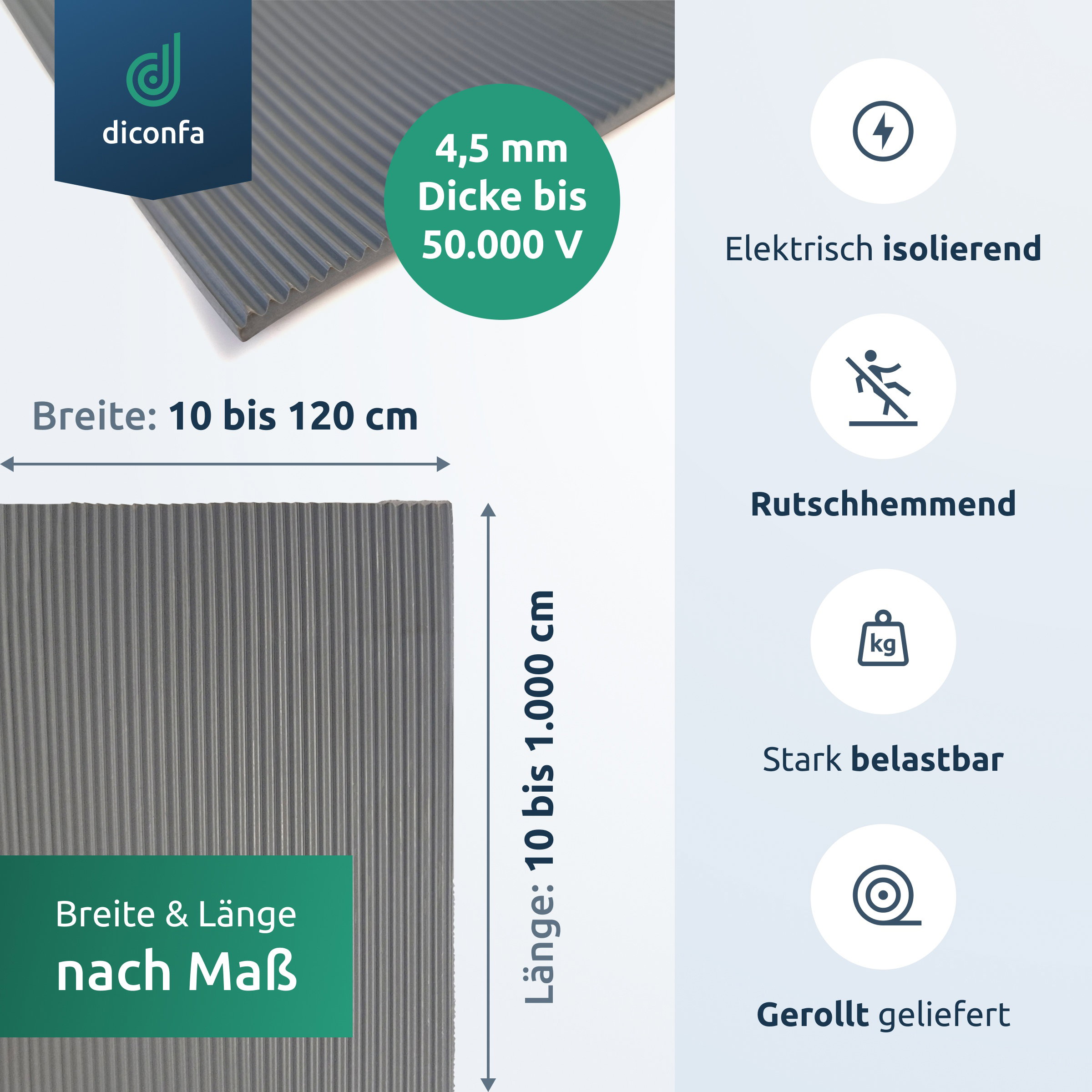 Profiline Isoliermatte VDE 4,5 mm grau bis 50.000 Volt