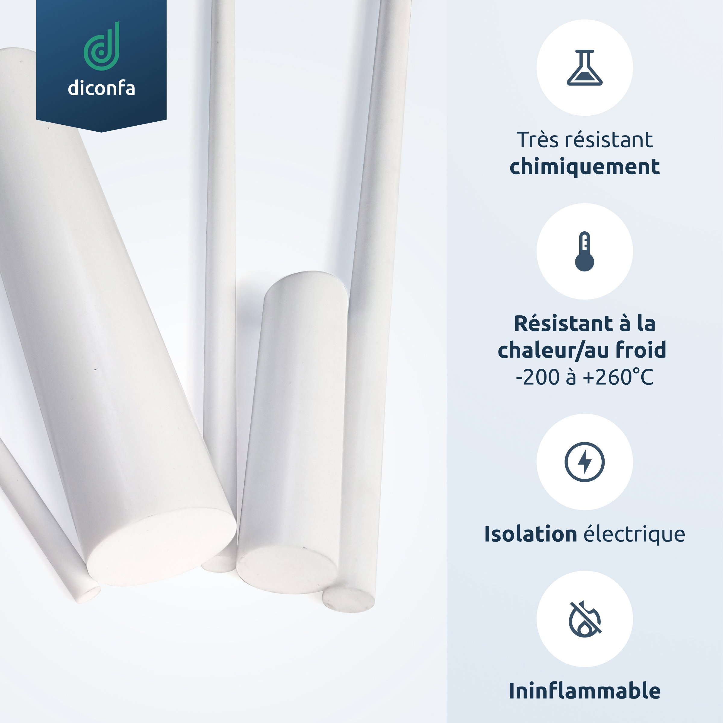 Barre ronde en PTFE Téflon sur mesure