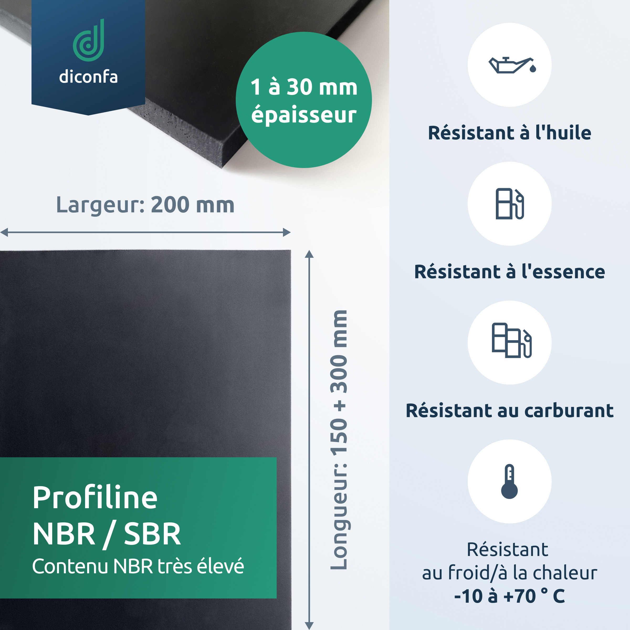 Tapis en caoutchouc NBR/SBR diconfa DIN A4 ou A5