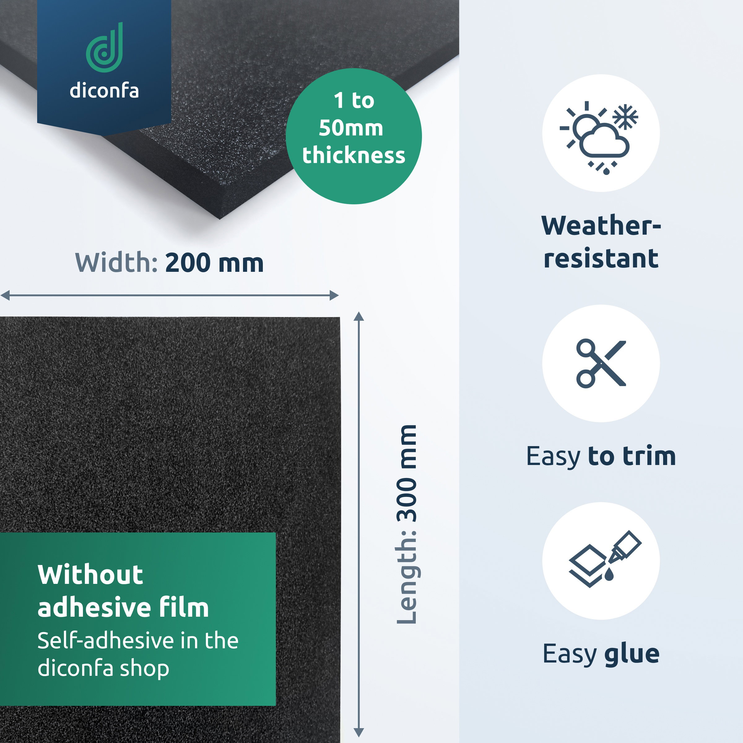 EPDM cellular rubber foam sheet approx. DIN A4 – without adhesive backing