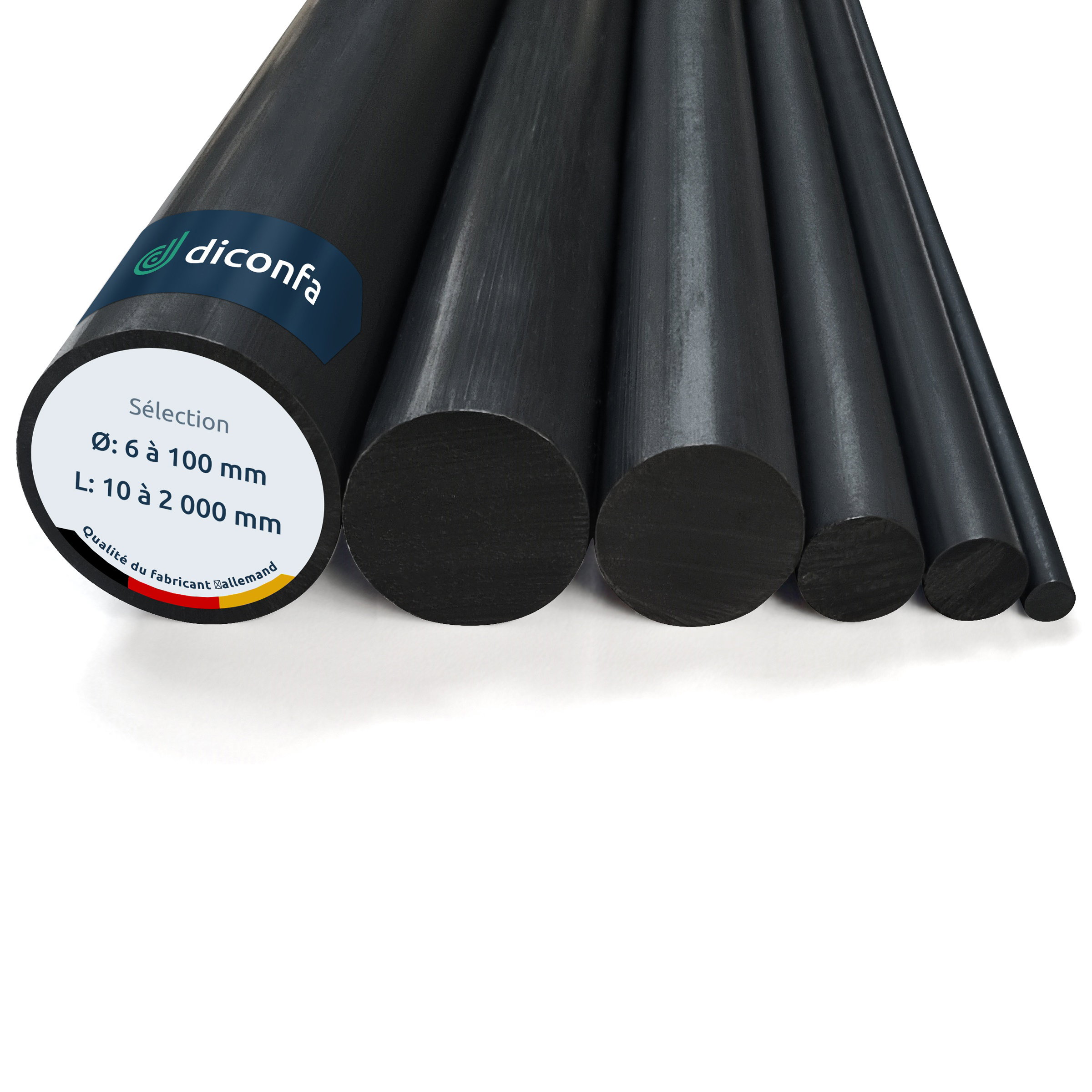 Barre ronde en PVC noir diconfa sur mesure