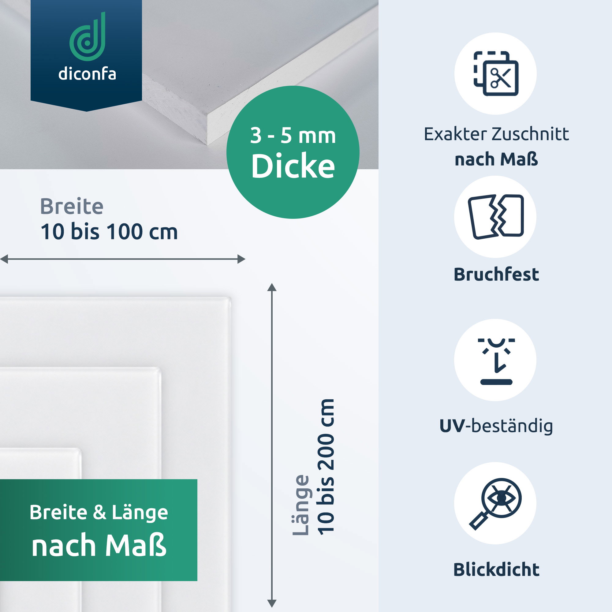 Acrylglas Platte XT weiß massiv nach Maß