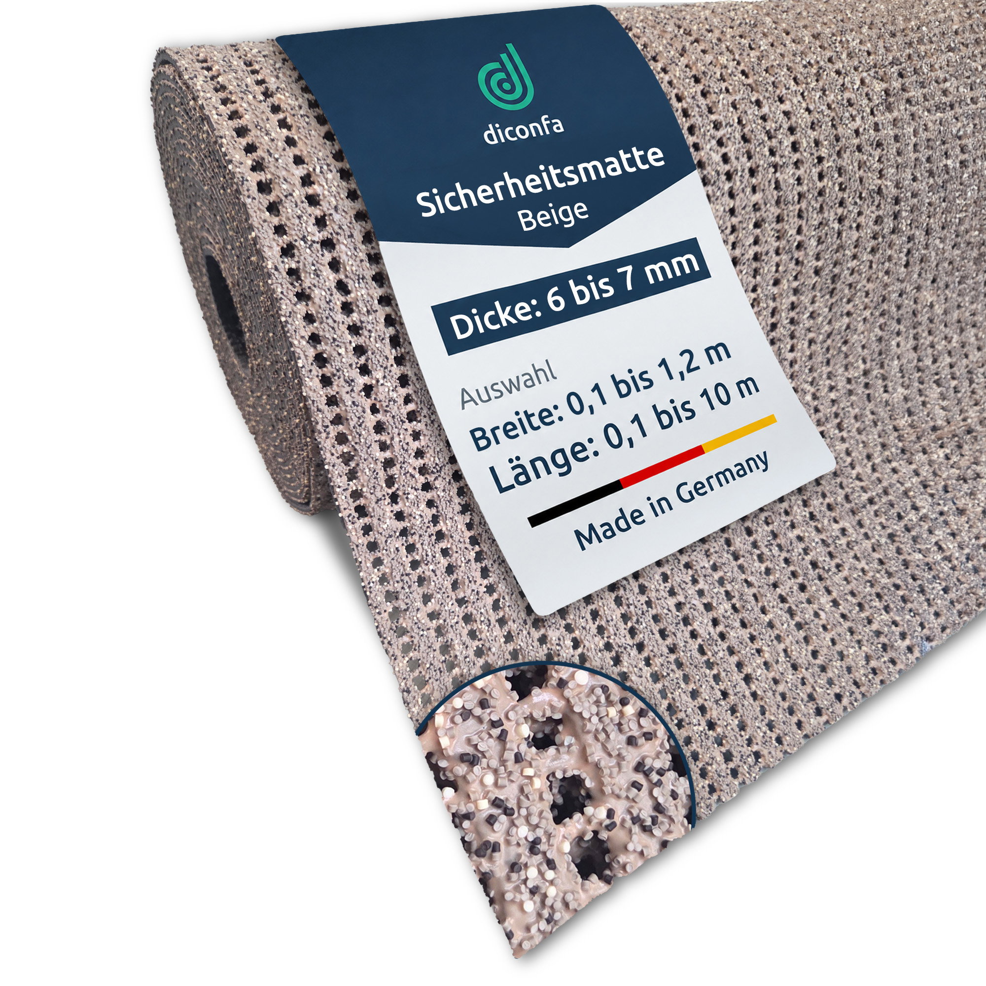 diconfa Sicherheitsmatte PVC rutschhemmend Beige nach Maß