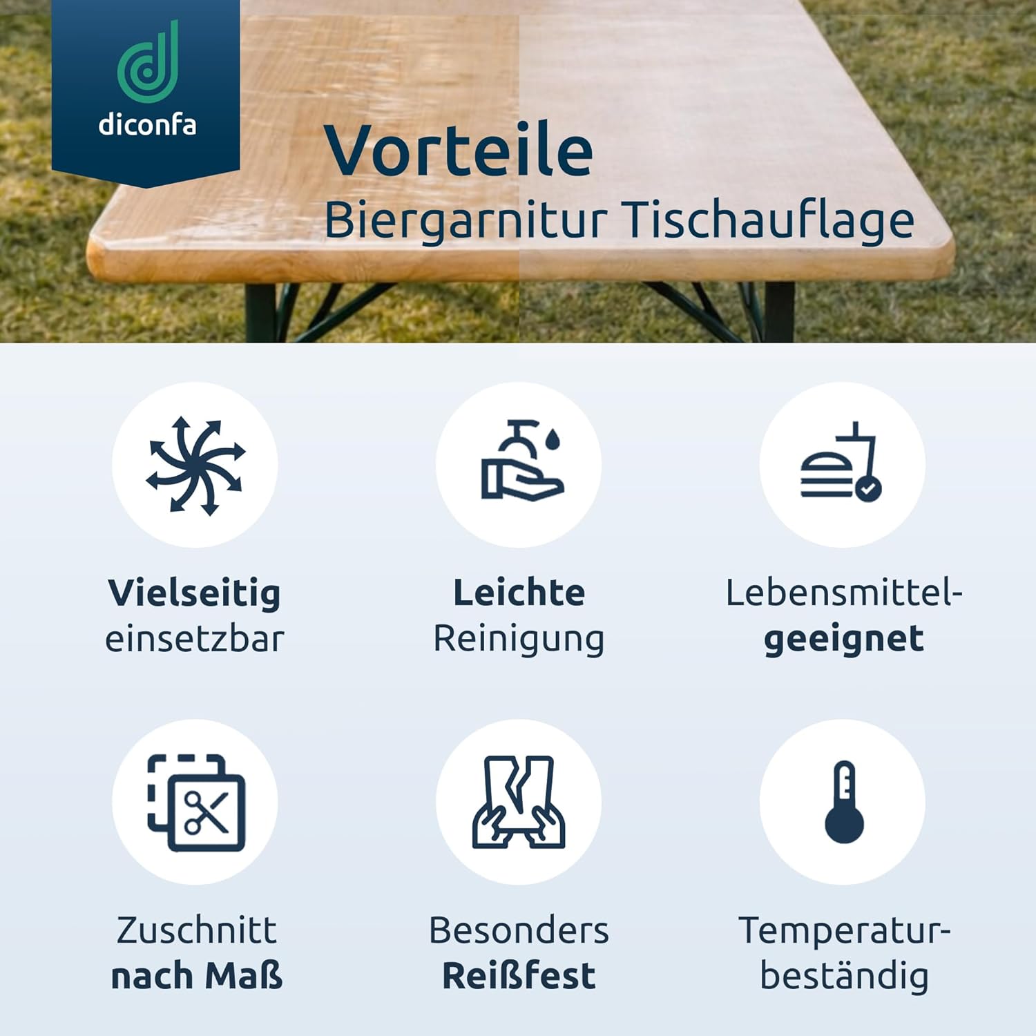 Table cover beer garden set PVC protective mat satin finish