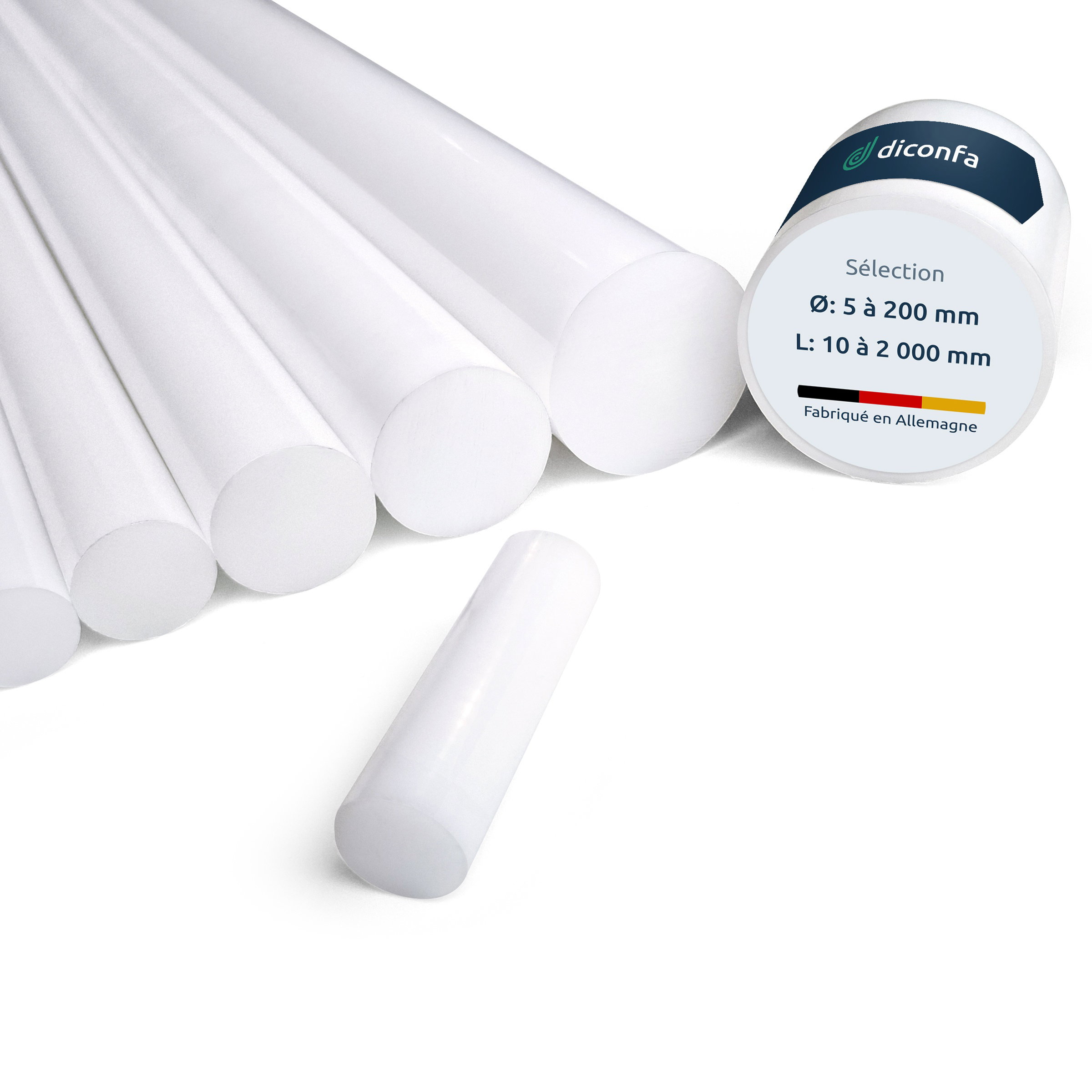 Barre ronde en POM naturel sur mesure diconfa