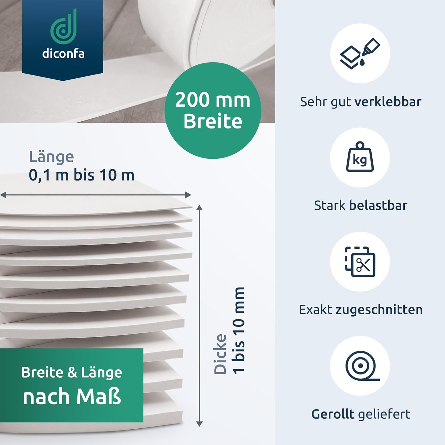 Gummistreifen EPDM/SBR weiß nach Maß