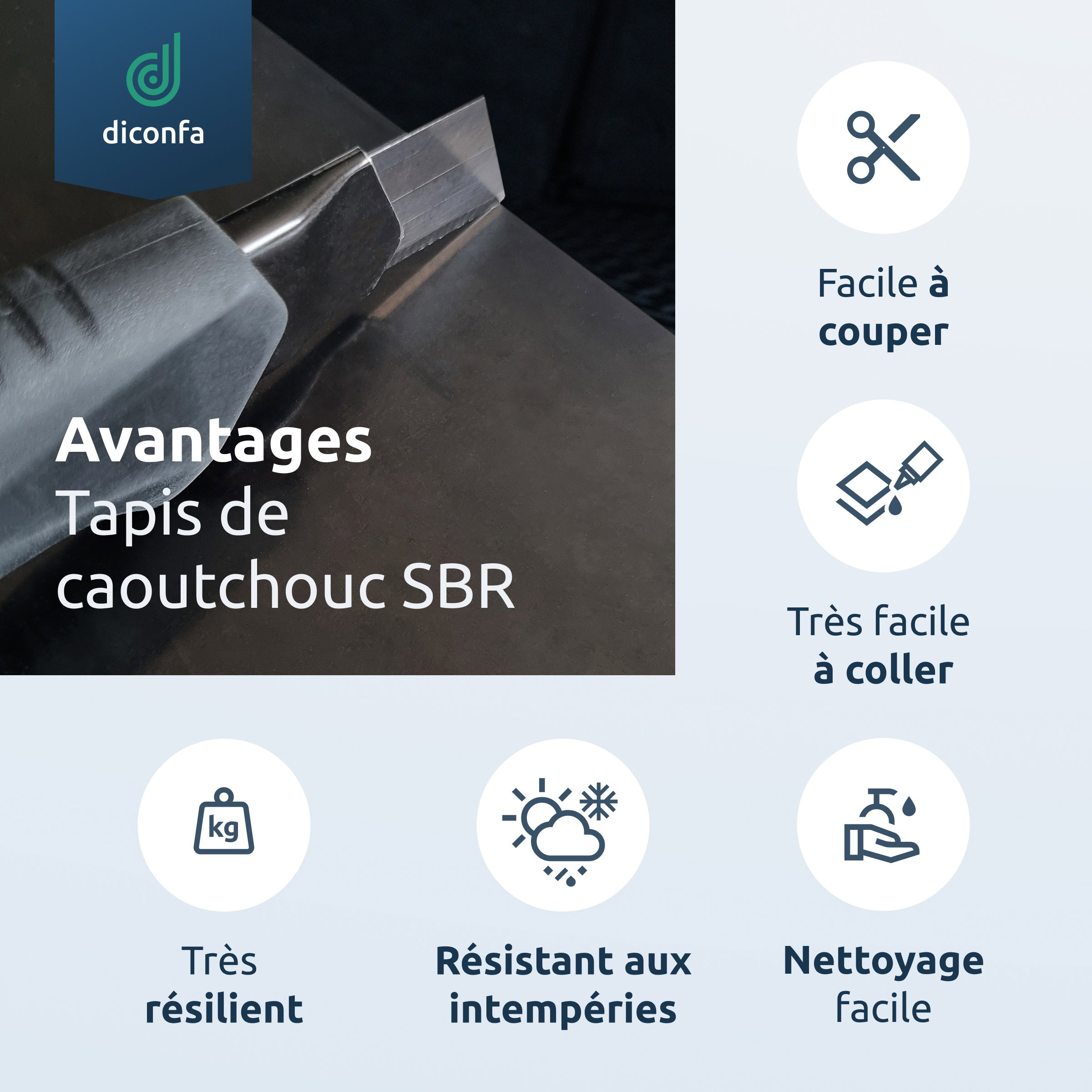 Tapis en caoutchouc SBR diconfa DIN A4 ou A5