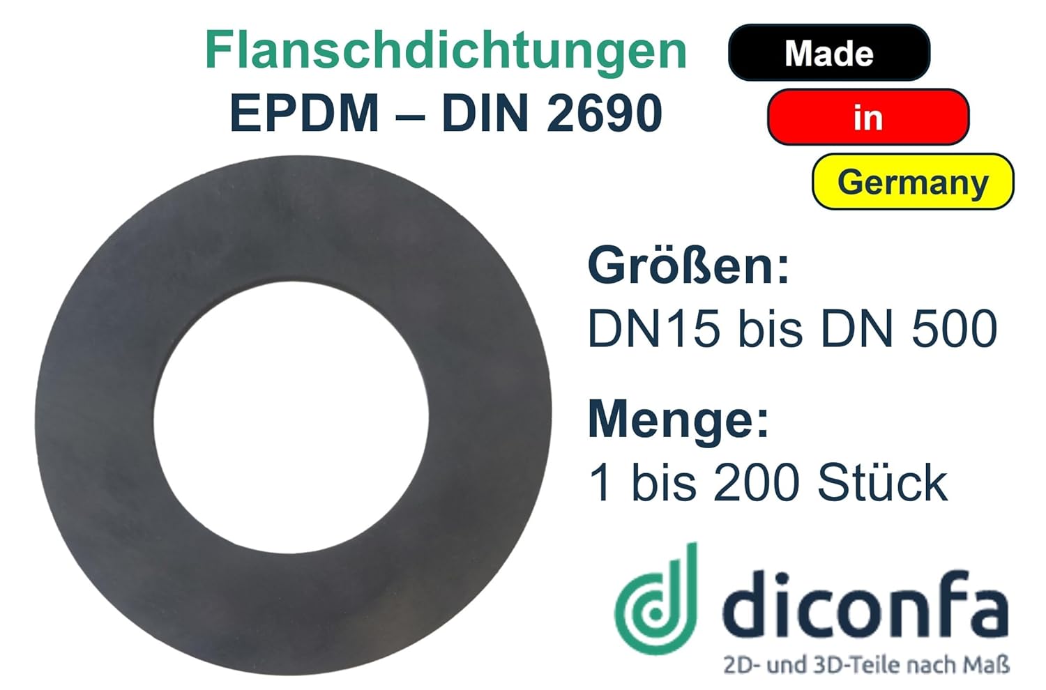 Guarnizione flangia DIN 2690 gomma EPDM su misura