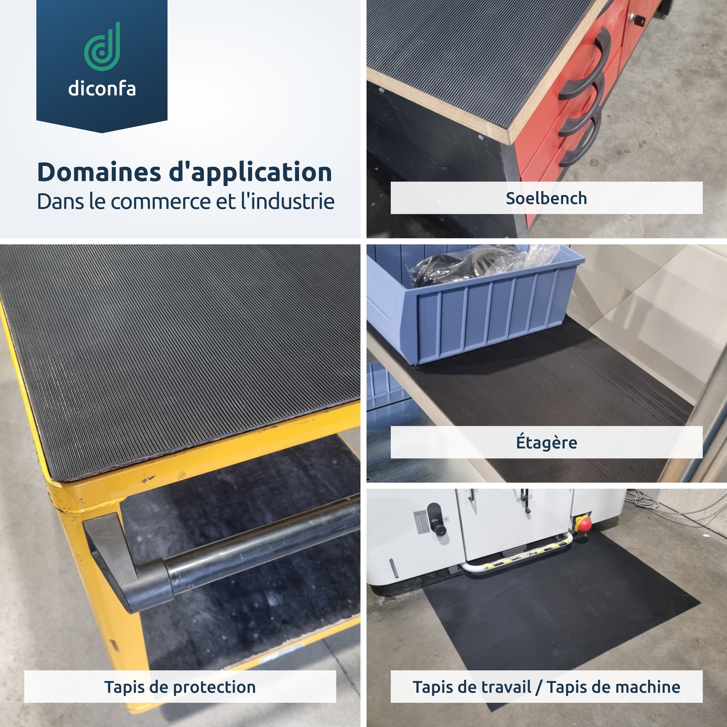 Tapis à fines rainures diconfa Tapis en caoutchouc 3 mm d'épaisseur noir sur mesure