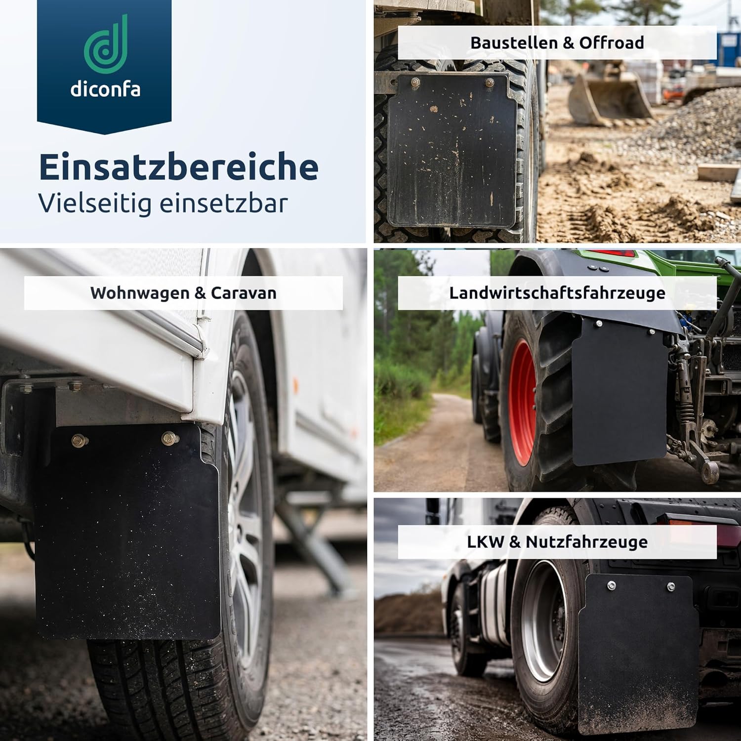 diconfa PROFILINE Universal Mud Flaps EPDM Solid Rubber 3–4 mm 230–250 mm 1–10 Pieces Made in Germany