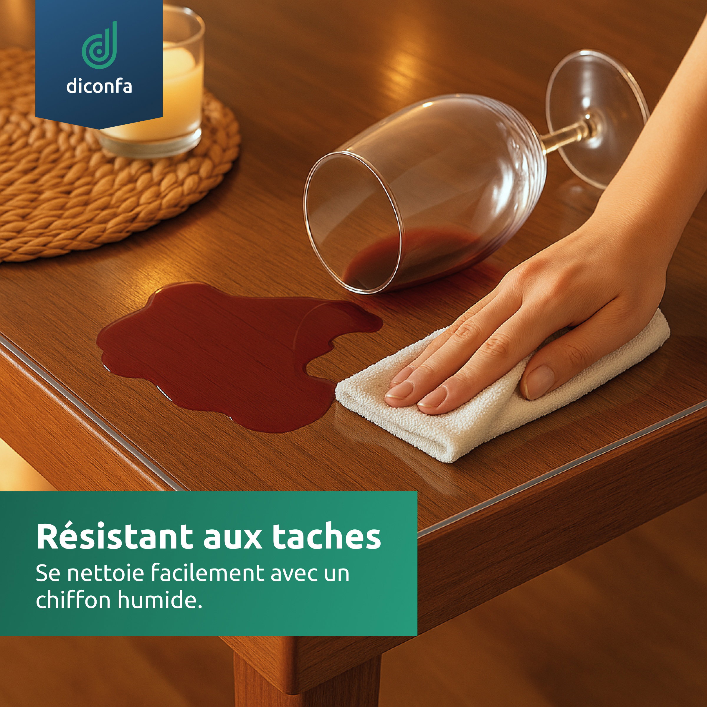 nappe transparente bords biseautés à 45 degrés sur mesure