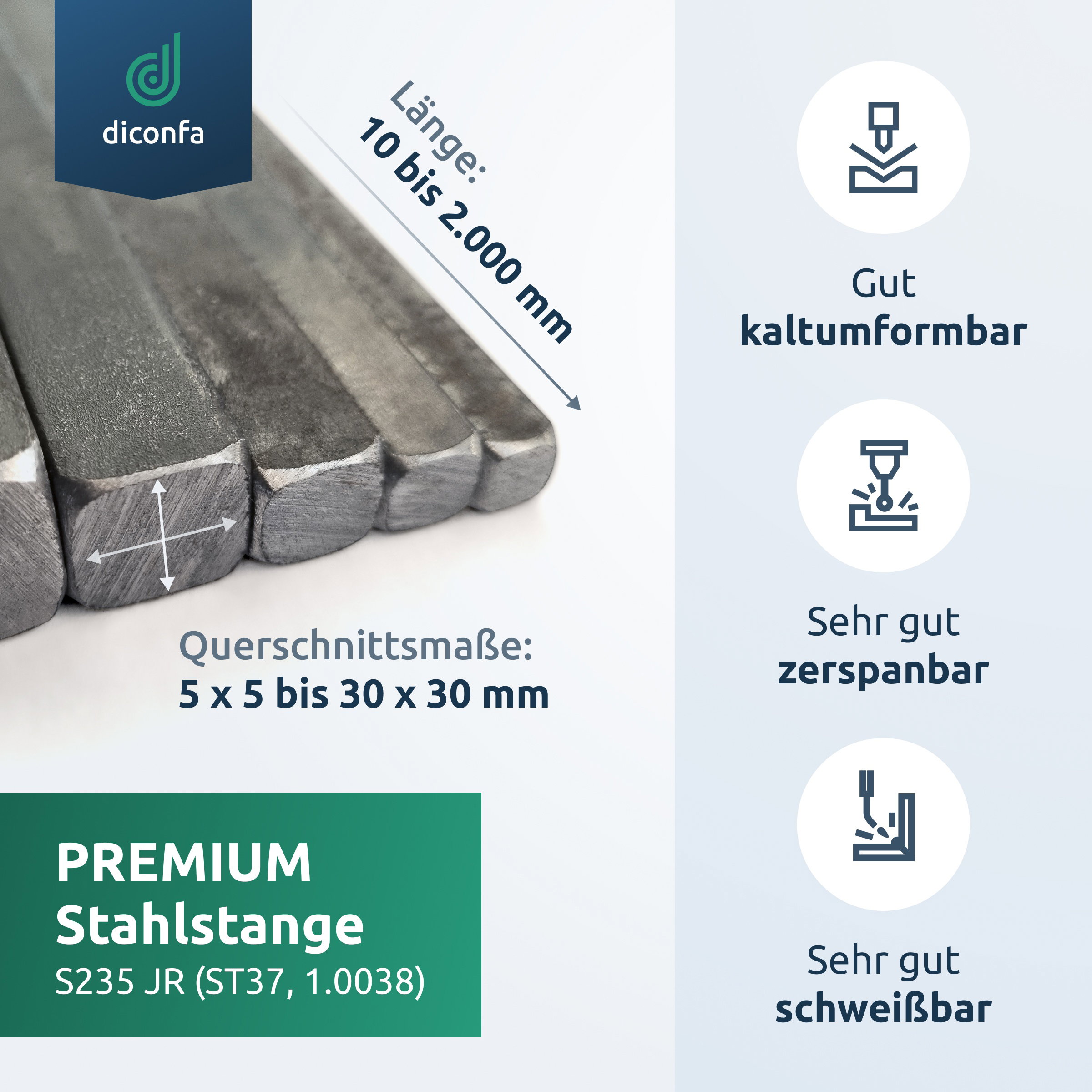 Vierkant Stahl S235JR ST37 nach Maß