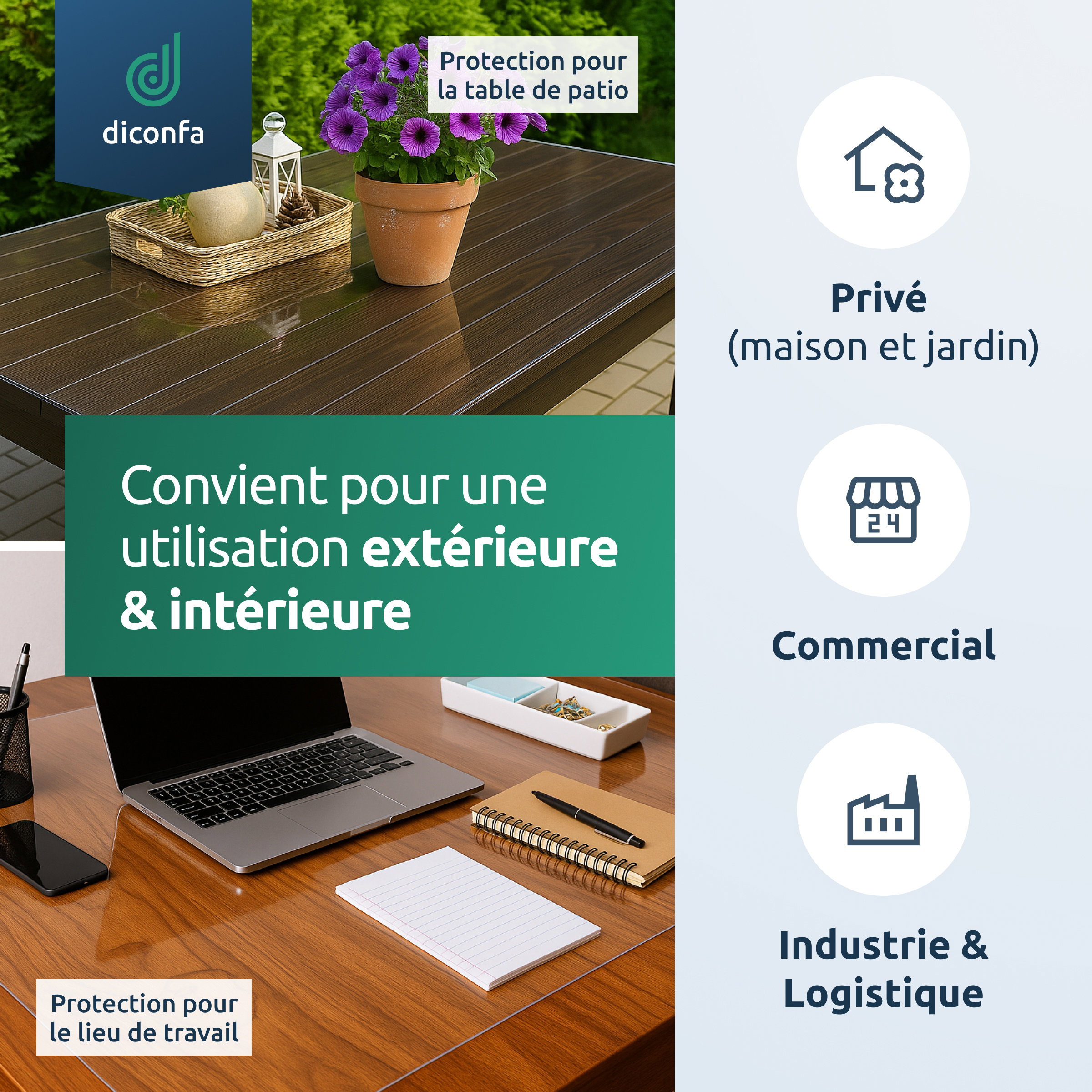 nappe transparente bords biseautés à 45 degrés sur mesure