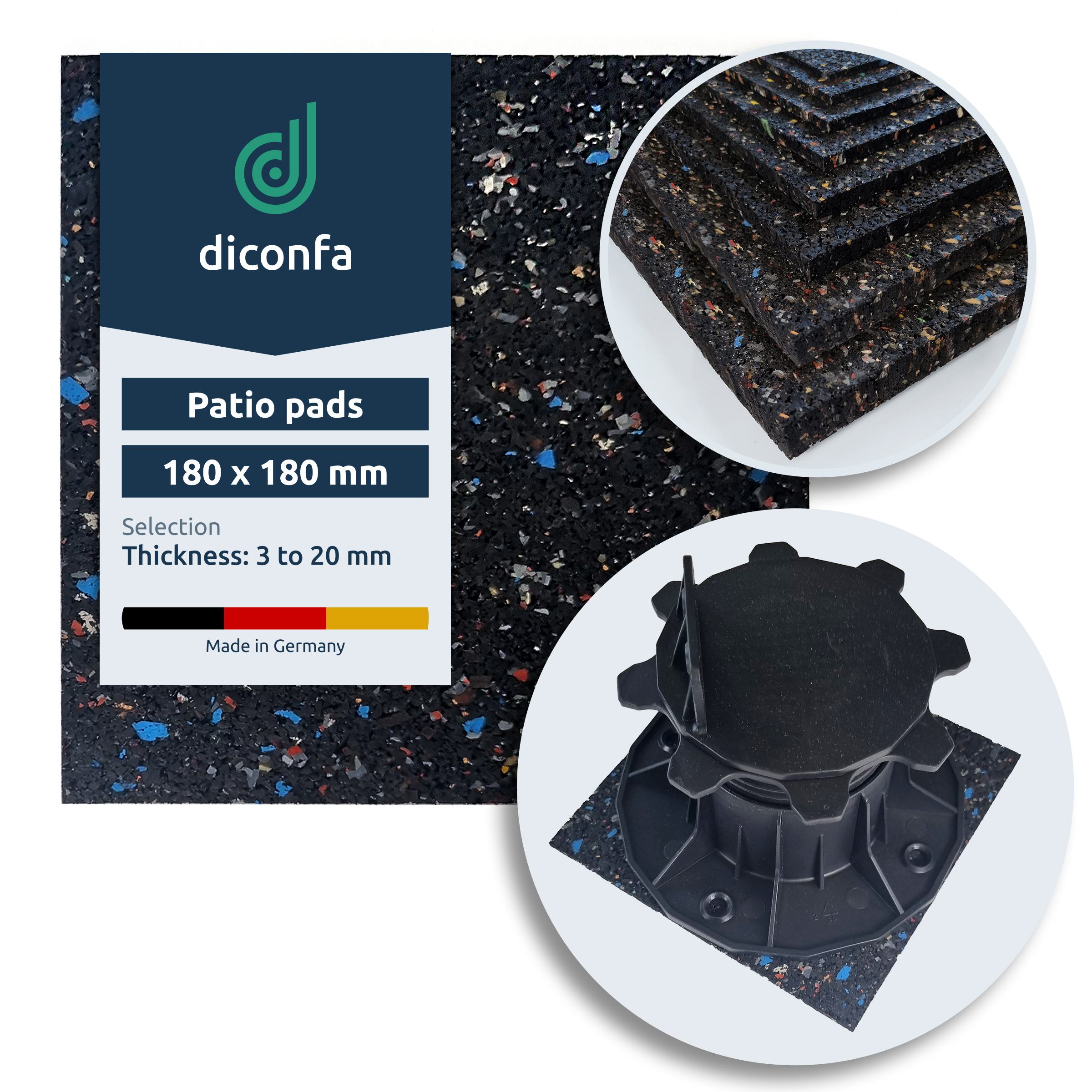 terrace pads made of rubber granulate 180 x 180