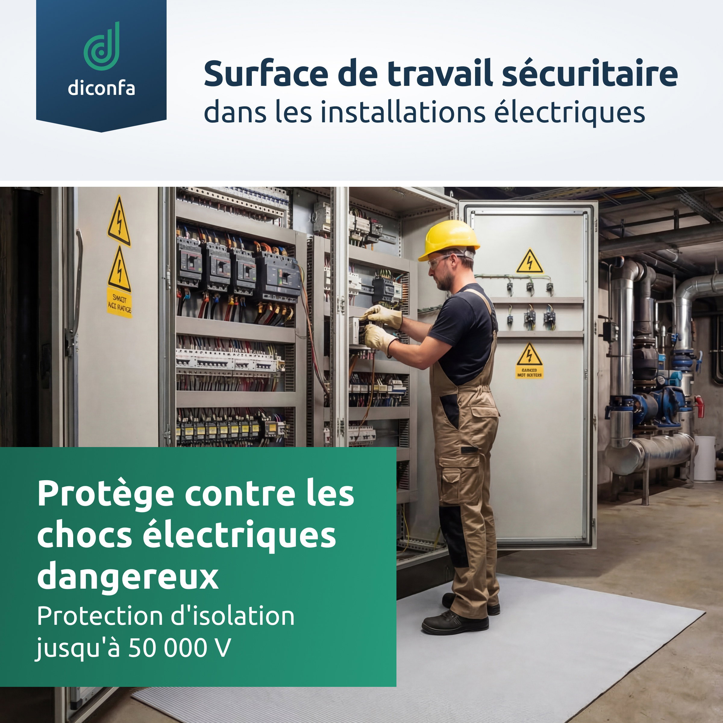 Tapis isolant VDE Profiline 4,5 mm gris jusqu’à 50 000 volts