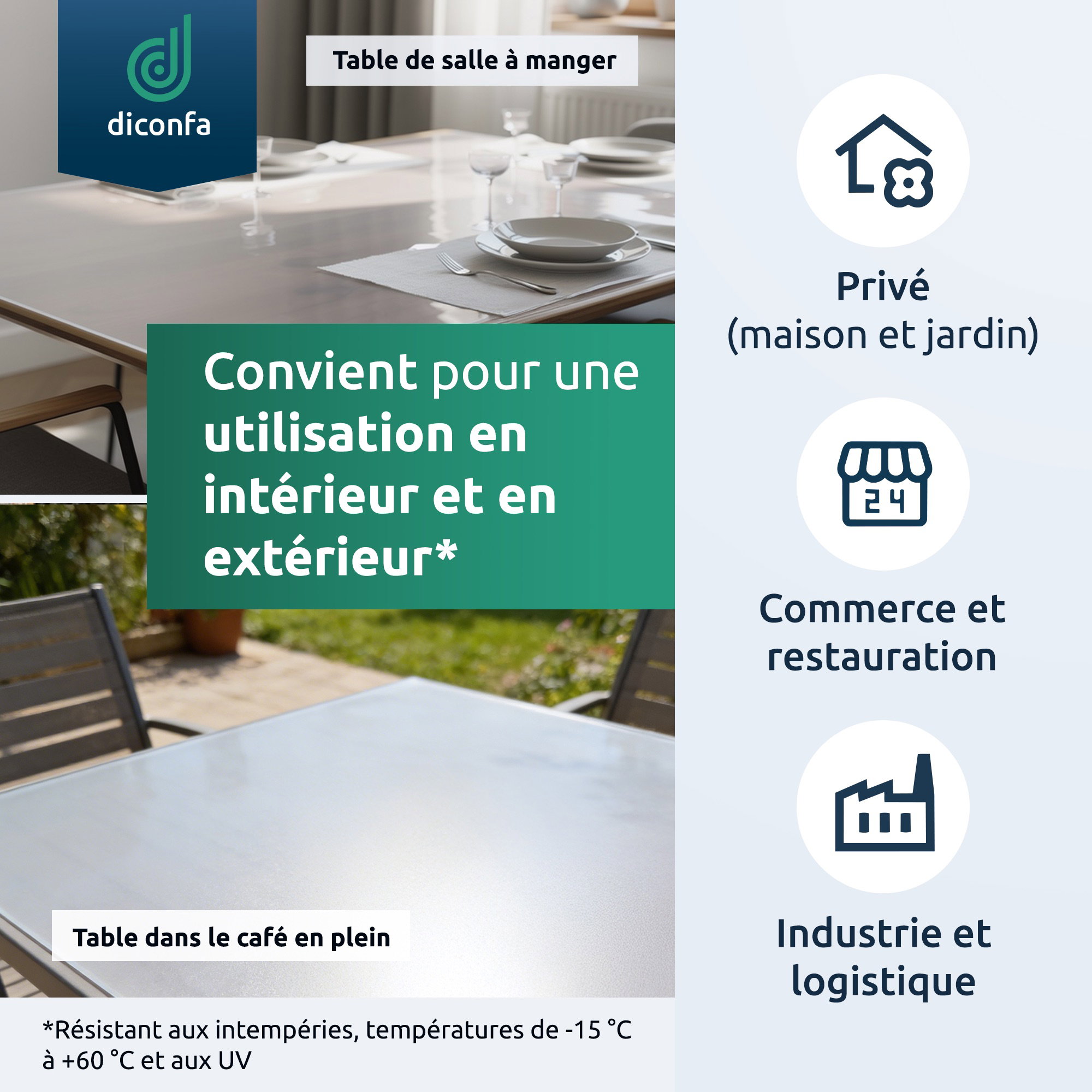 Protection de table satinée avec bord biseauté à 45° sur mesure