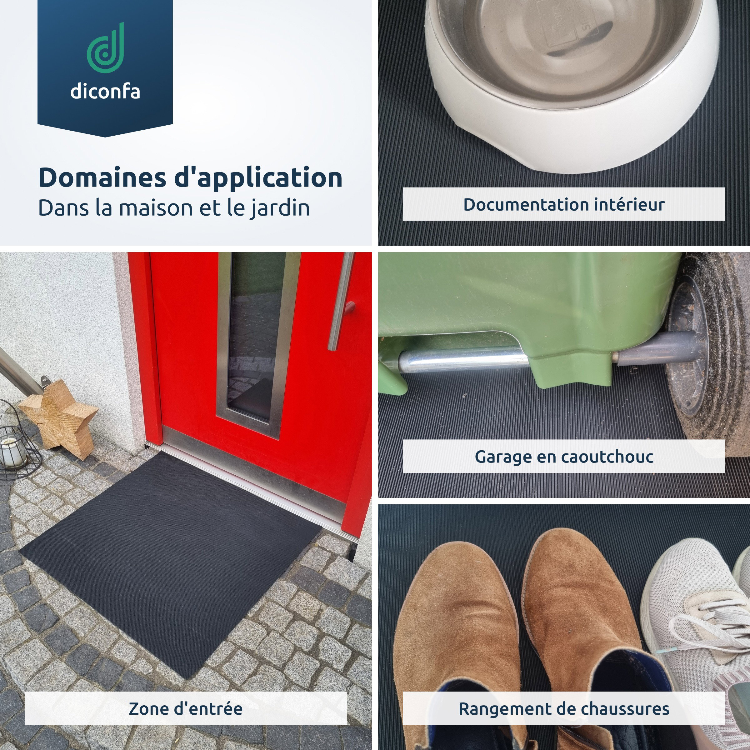 Tapis à fines rainures diconfa Tapis en caoutchouc 3 mm d'épaisseur noir sur mesure