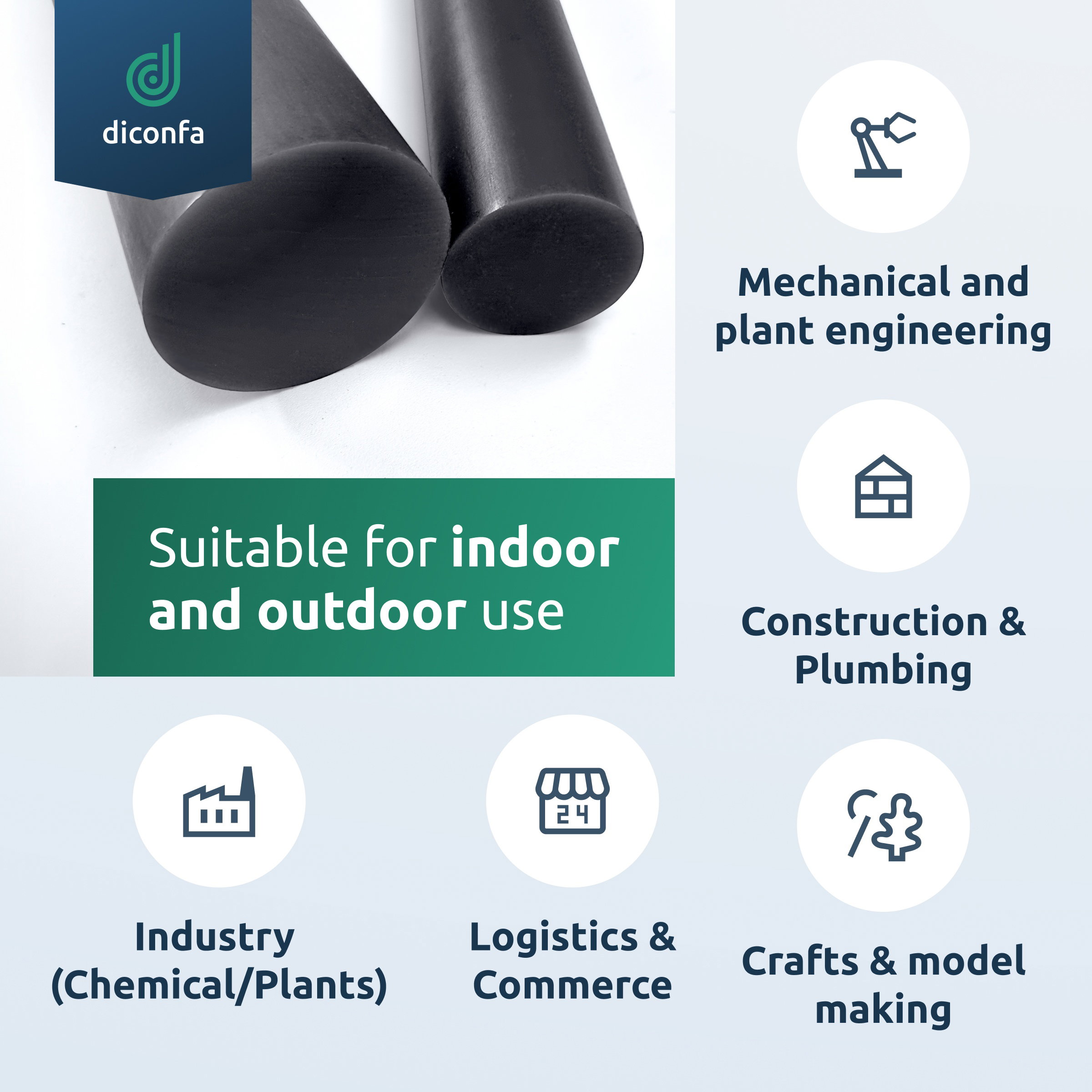 black PVC Round Rod - made to measure