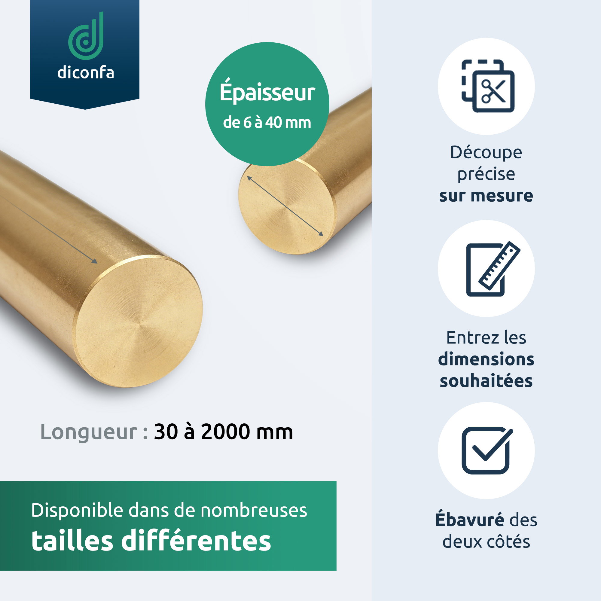 CW614N Barre ronde en laiton sur mesure