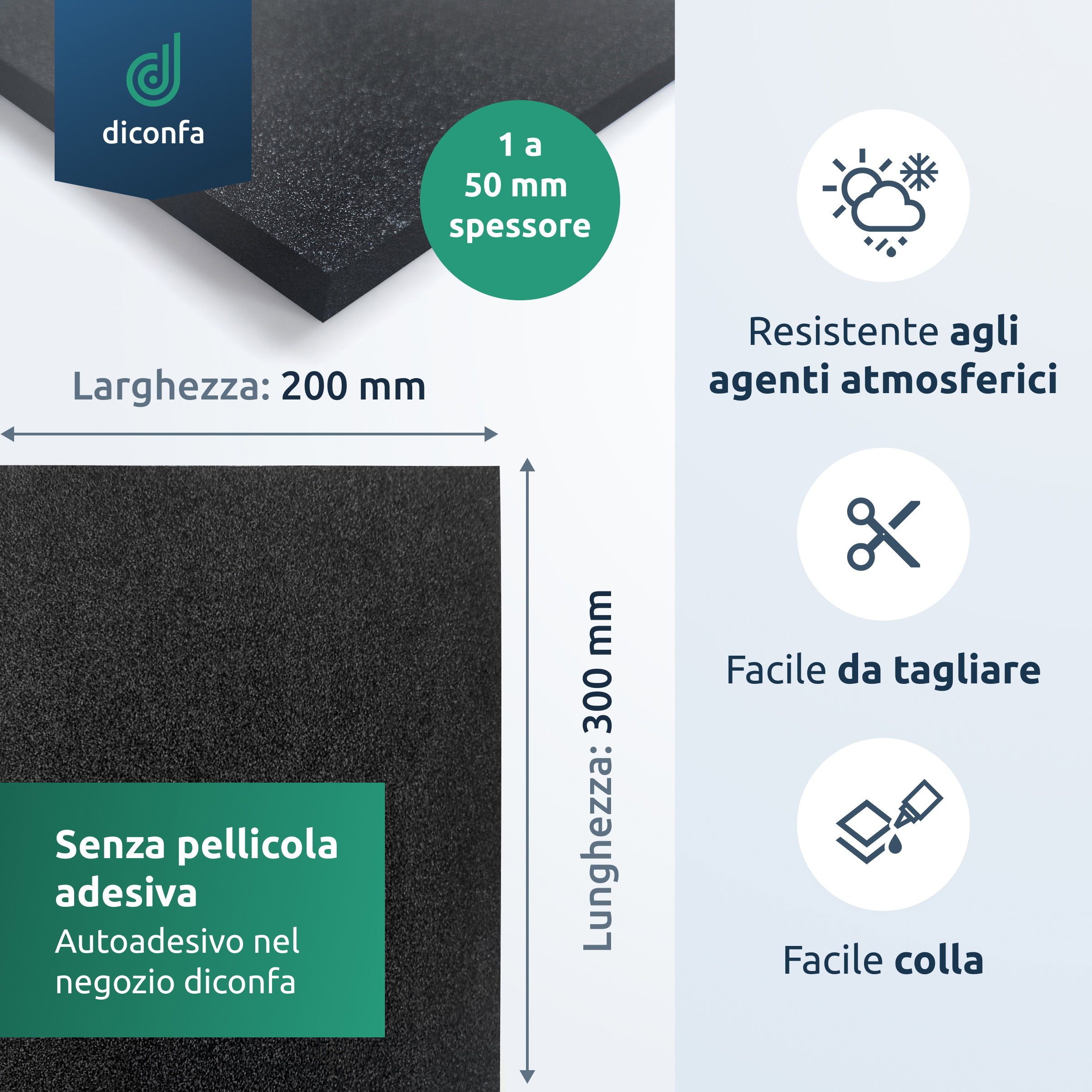 Lastra in schiuma di gomma cellulare EPDM ca. formato DIN A4 - senza lato adesivo