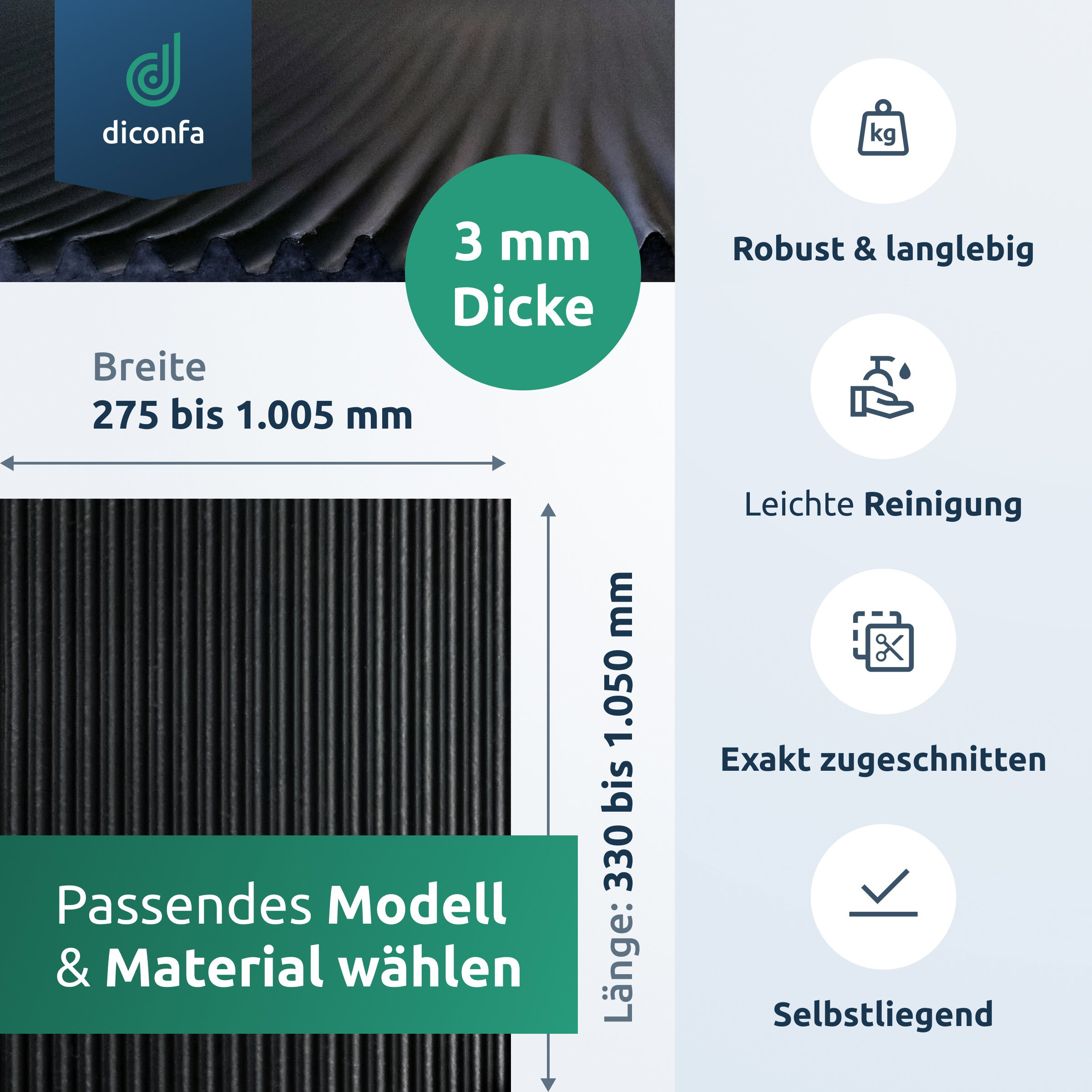 Inserto per cassetti resistente all'olio per carrello da officina di varie dimensioni