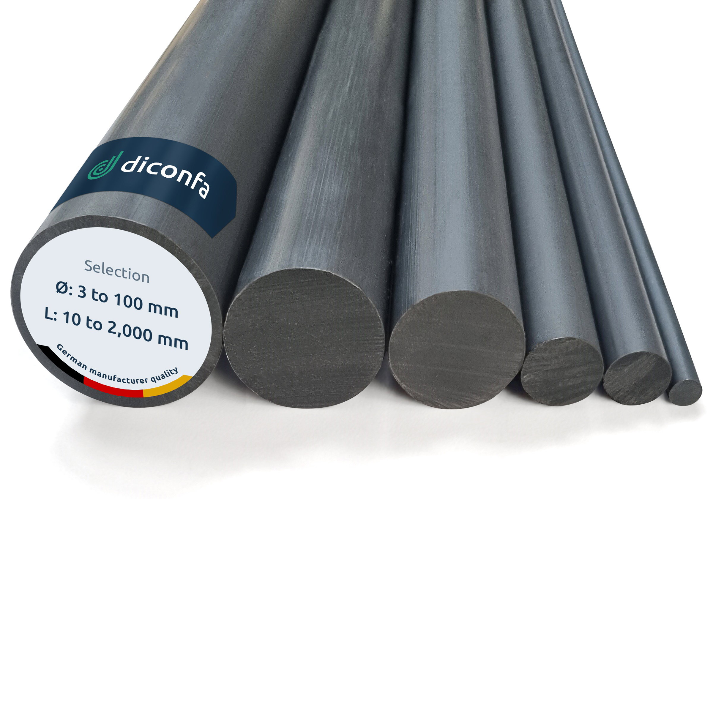 dark grey Rigid PVC Round Rod - made to measure