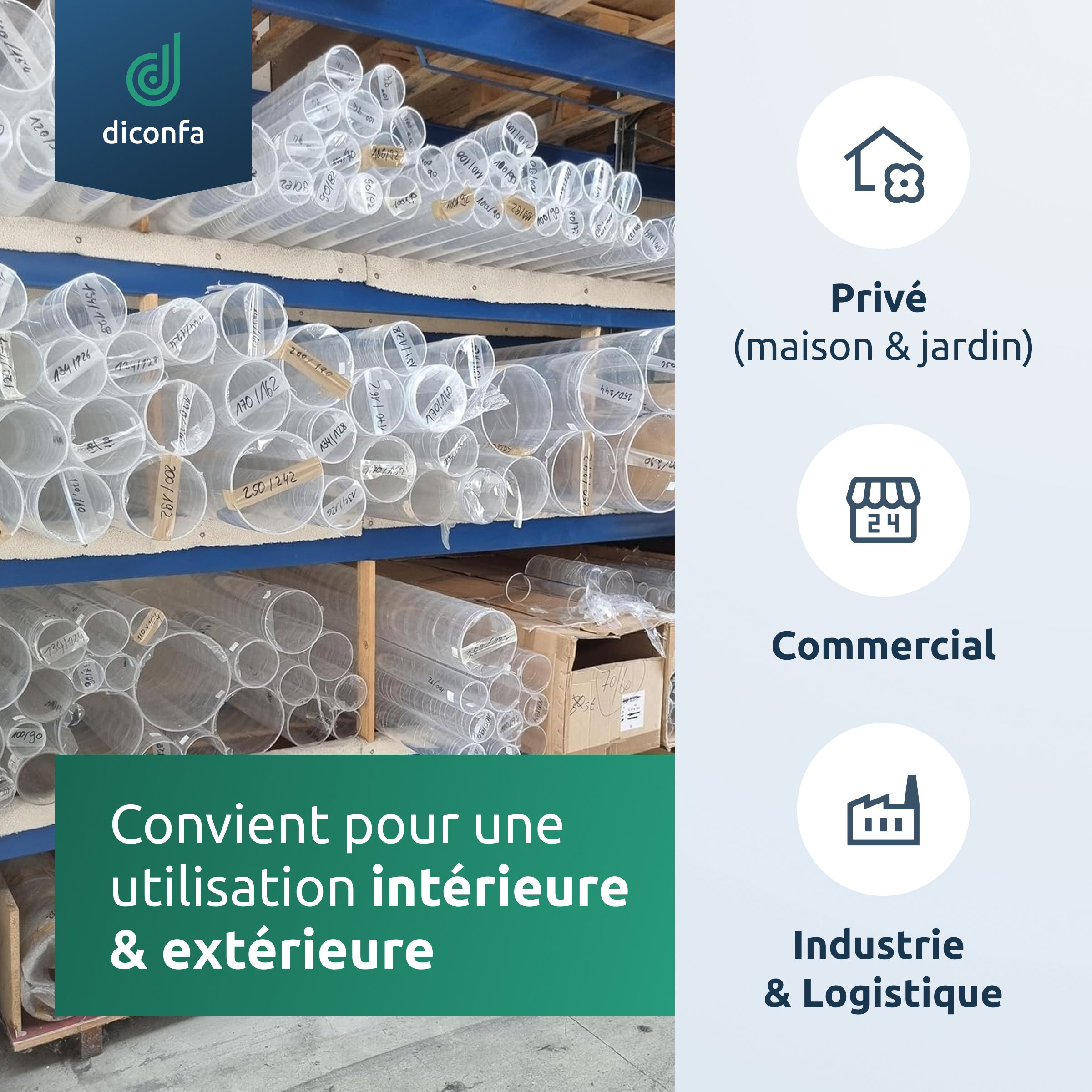 Tube en plastique acrylique diconfa transparent sur mesure