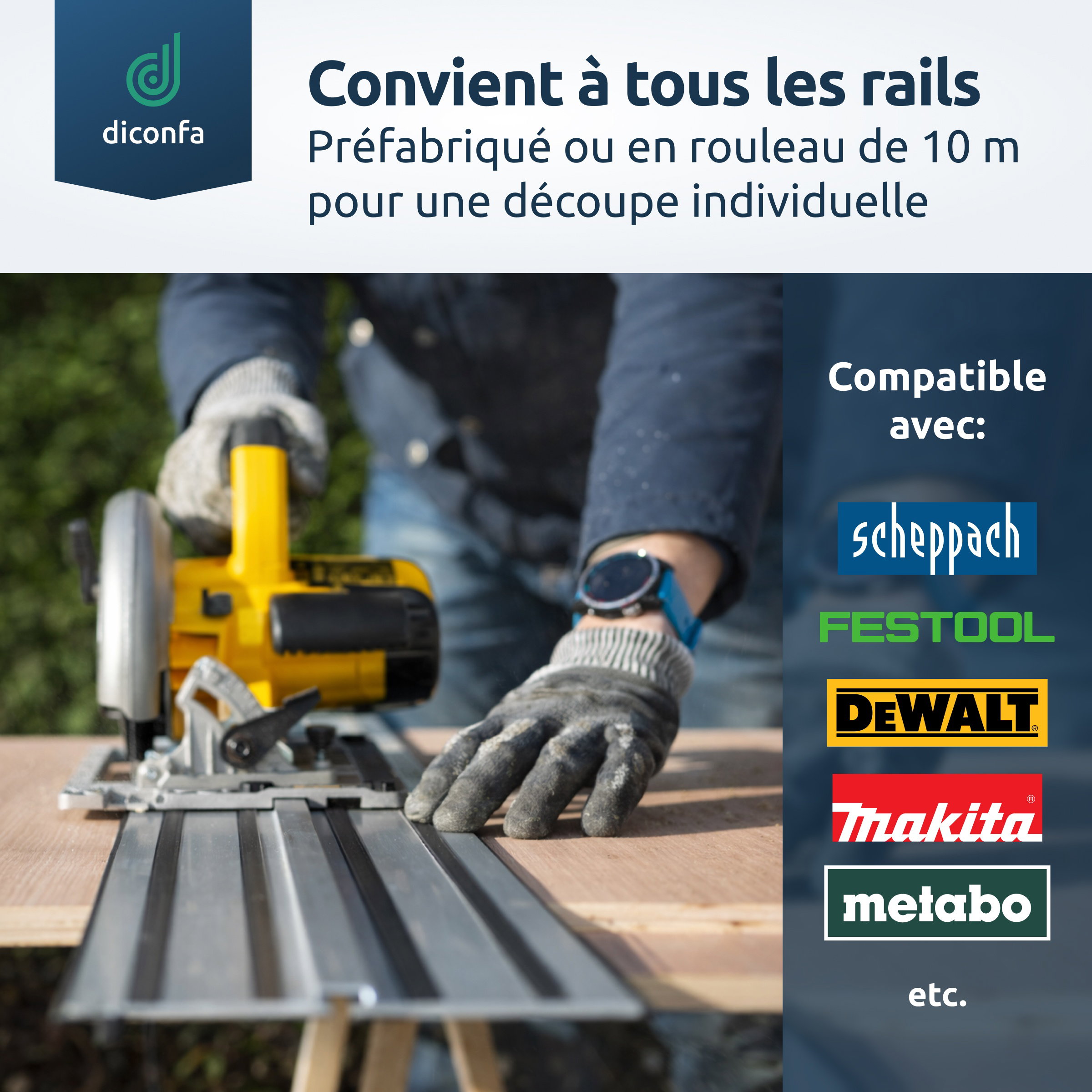 Pare-éclats en caoutchouc dur sur rail de guidage pendant la coupe, rouleau de 10 m à découper et marques compatibles