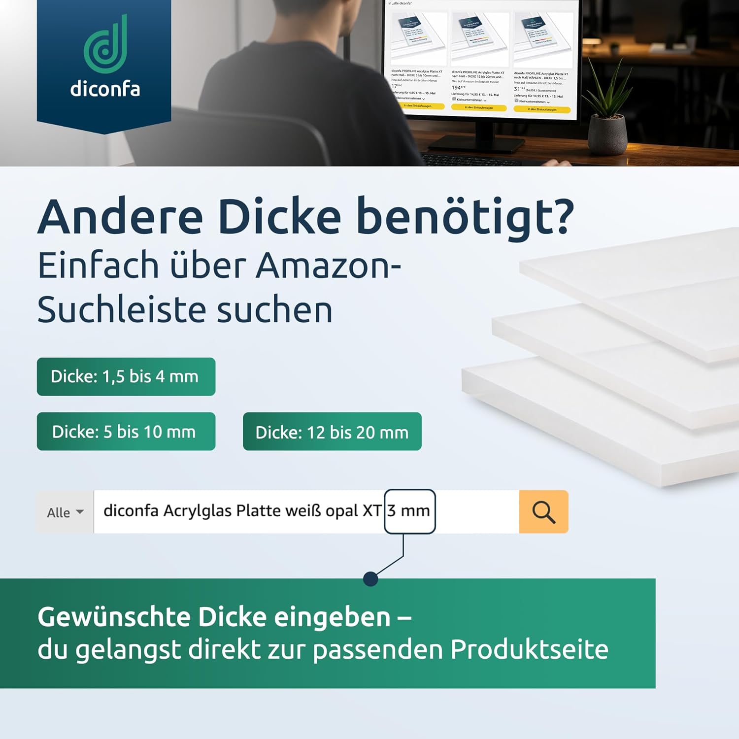 diconfa Acrylglas Platte XT Milchglas opal weiß 25% Lichtdurchlässigkeit 3–6 mm PMMA