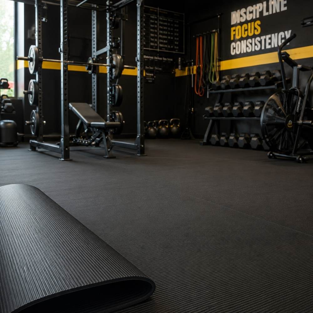Gummimatte Boden Fitness Studio Feinriefenmatte