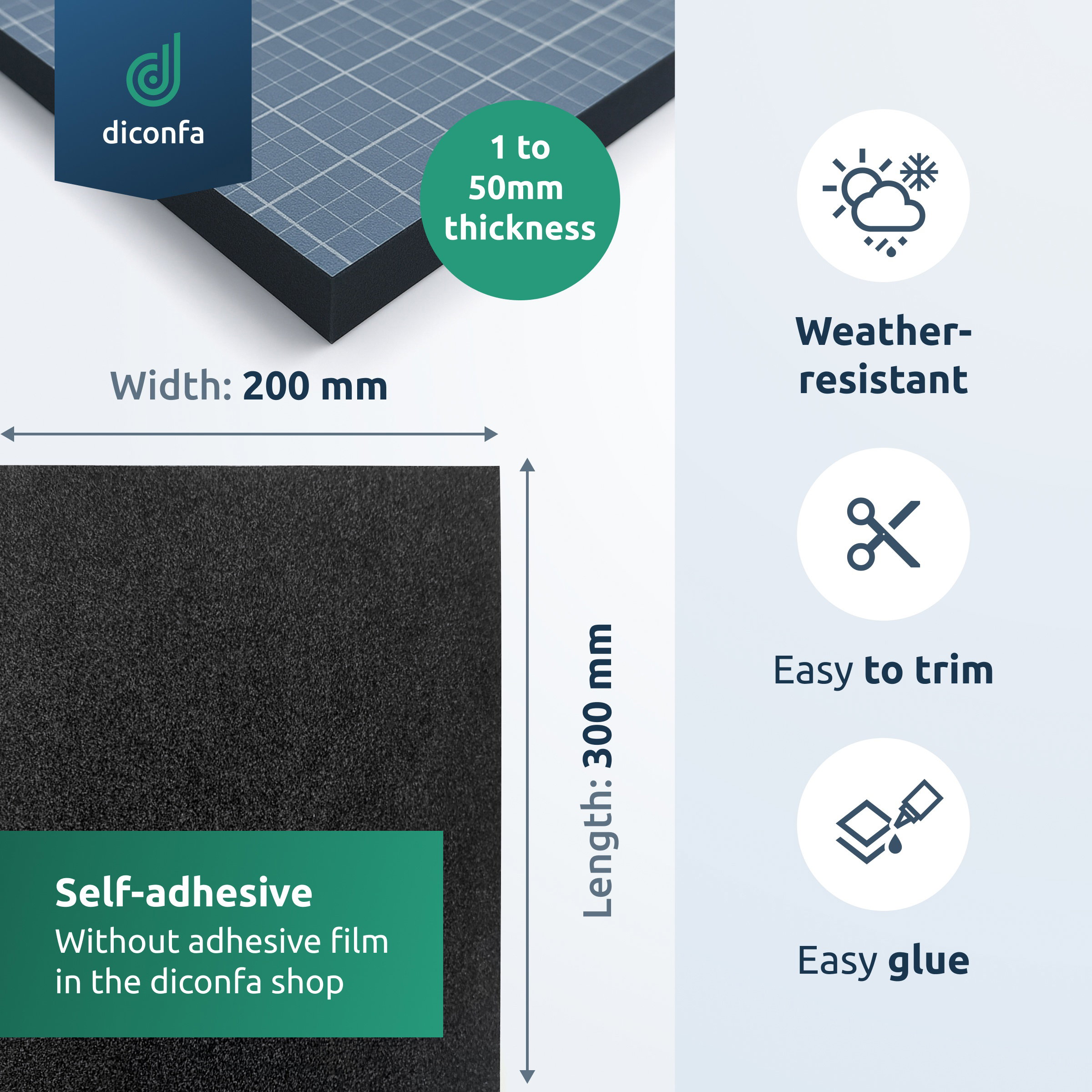 EPDM cellular rubber foam sheet approx. DIN A4 – self-adhesive