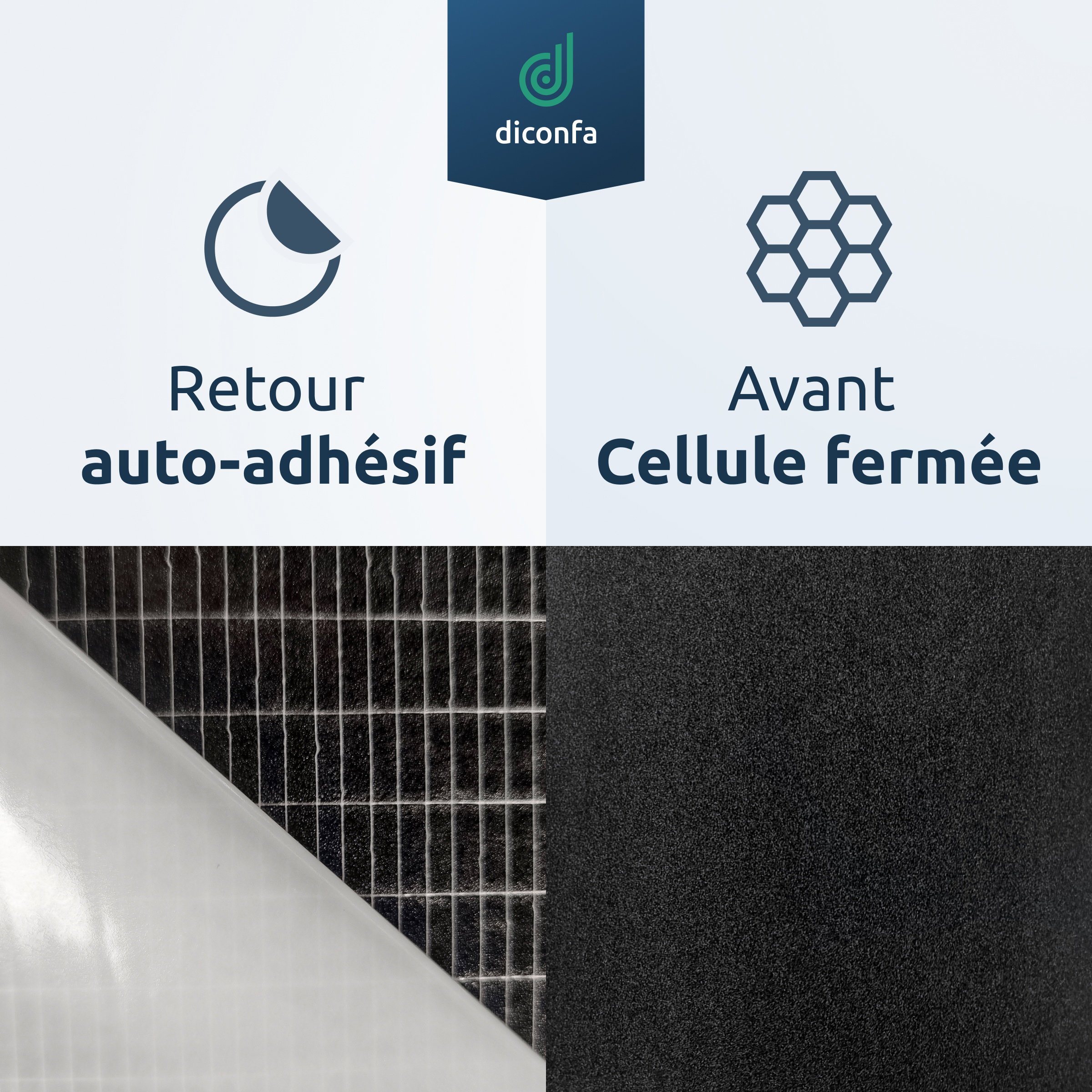 plaque de mousse en caoutchouc cellulaire EPDM env. DIN A4 – autocollante