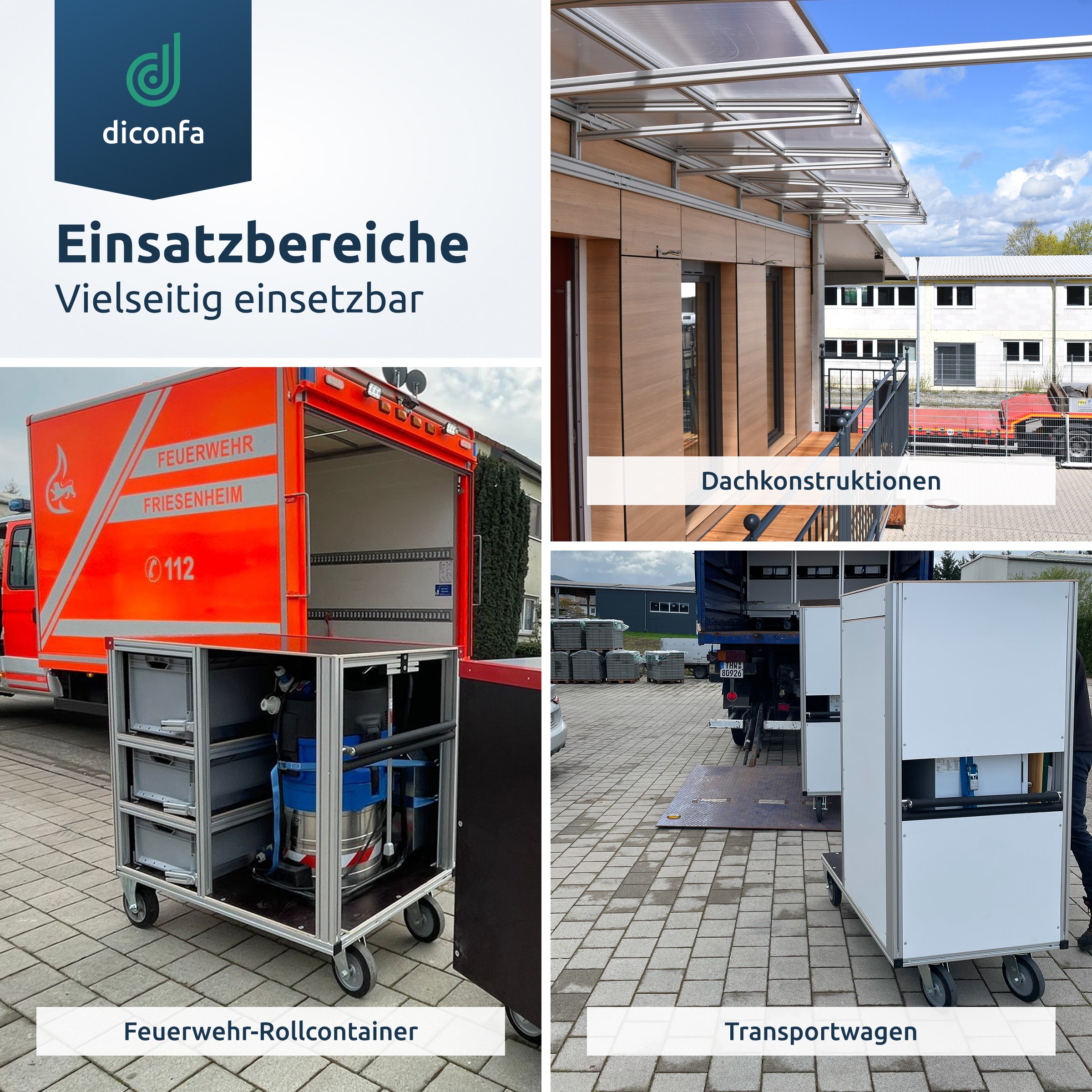 Aluprofile vielseitig einsetzbar für Dachkonstruktionen, Transportwagen und Rollcontainer