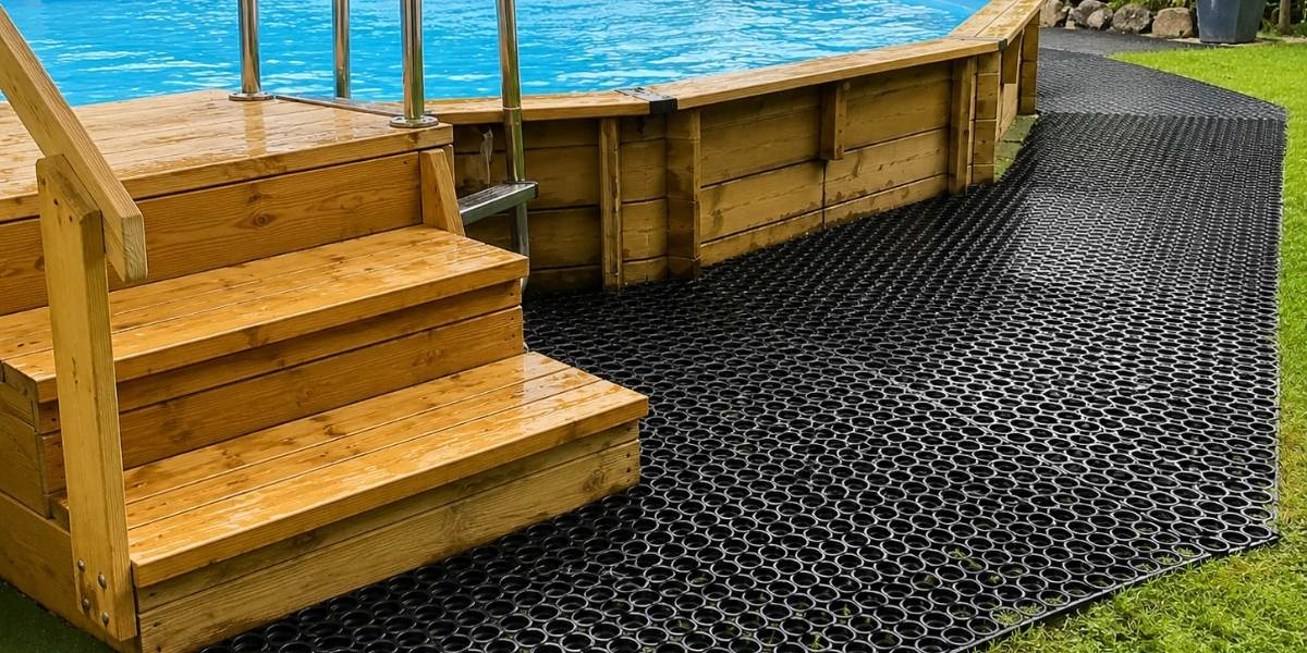 Rutschfeste Ringgummimattenrund um den Pool diconfa