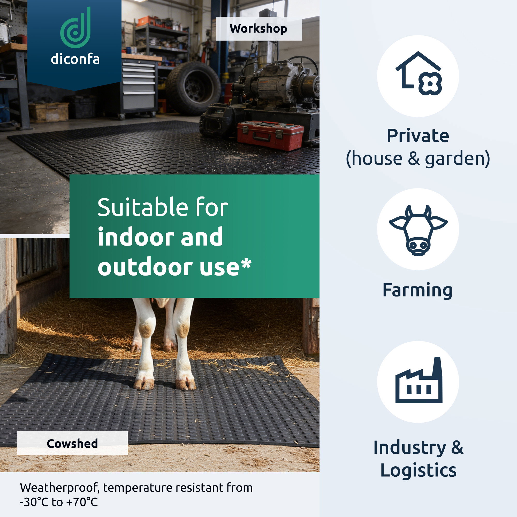 Block Rubber Mat 8 mm thick with fabric reinforcement