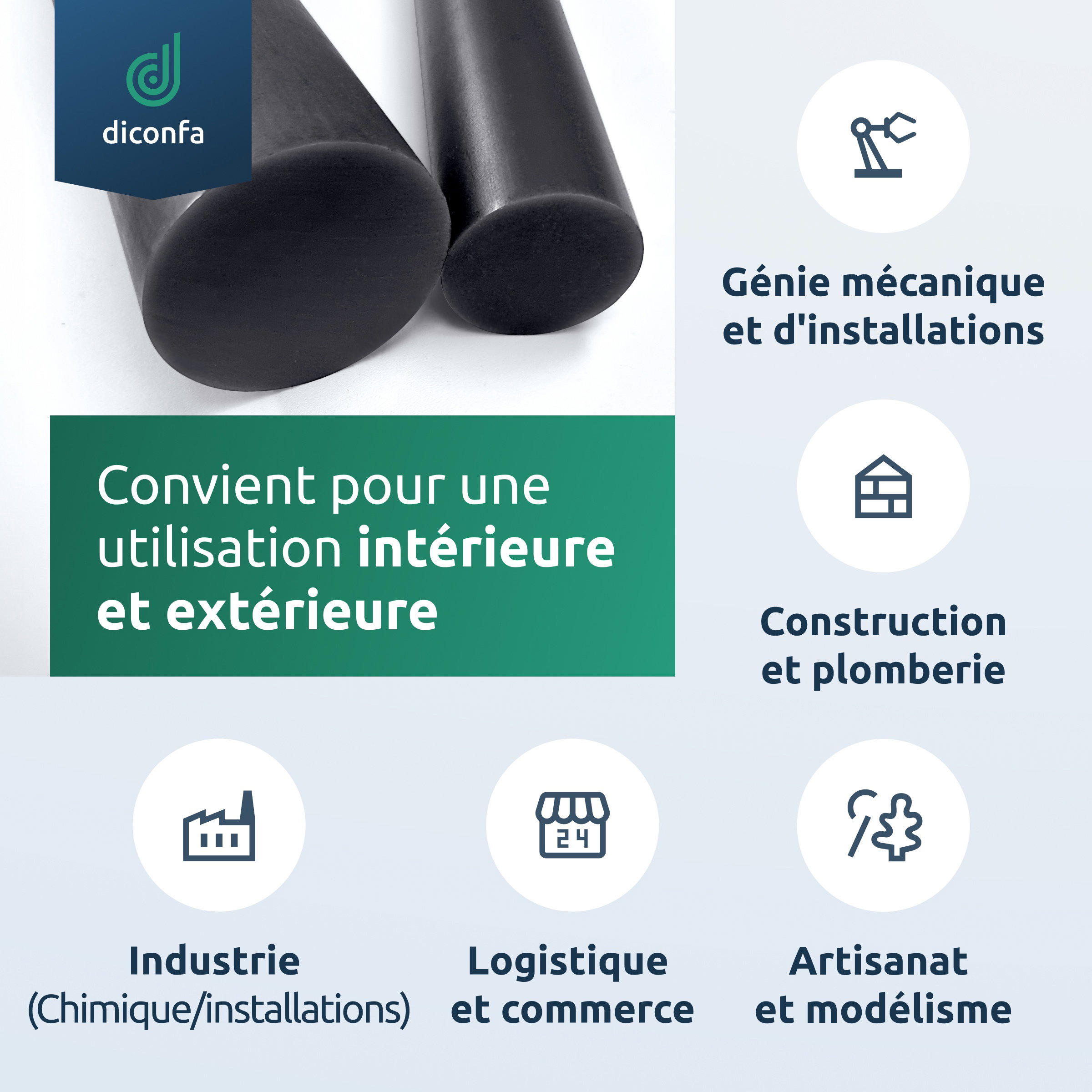 Barre ronde en PVC noir diconfa sur mesure