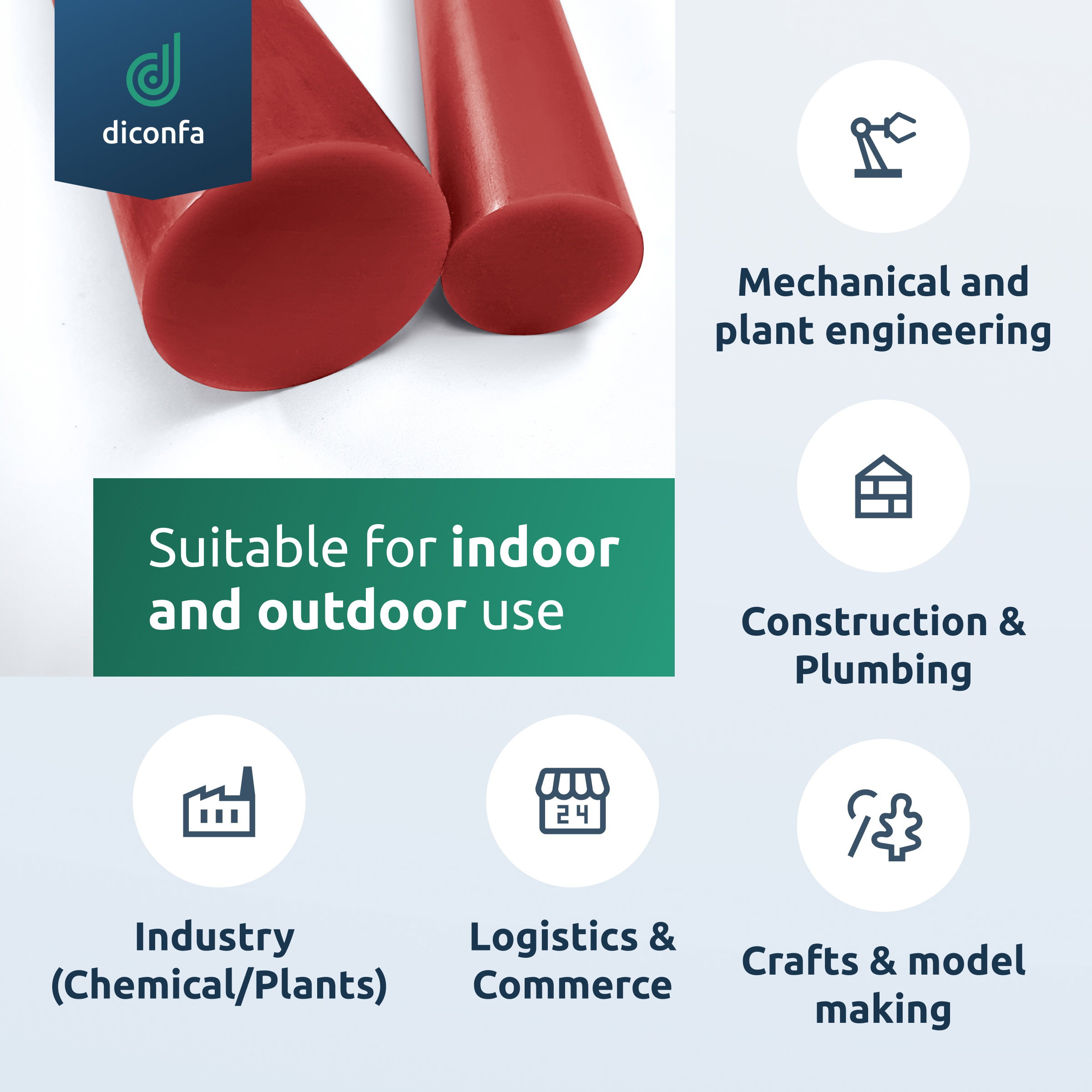red PVC Round Rod - made to measure