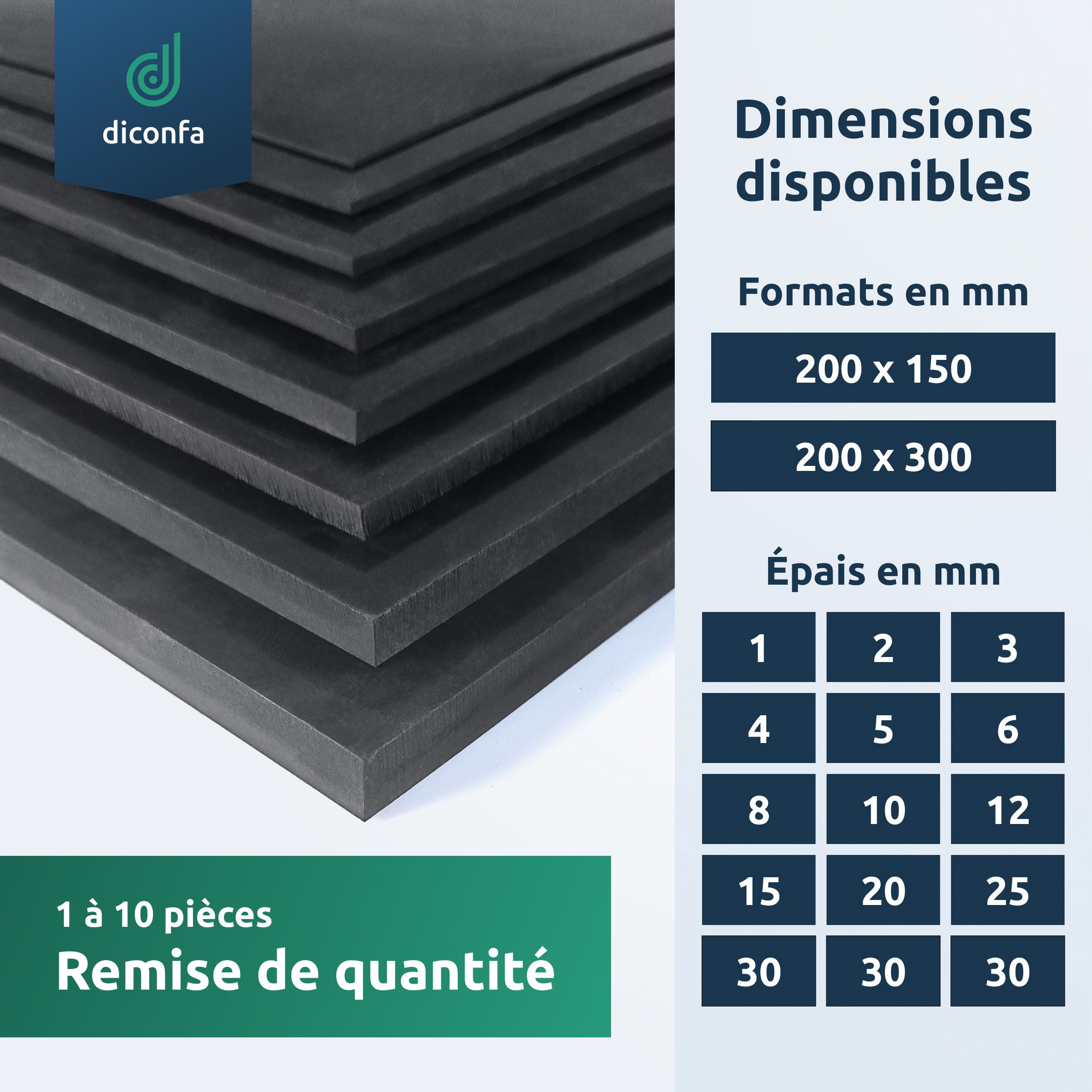 Tapis en caoutchouc NBR/SBR diconfa DIN A4 ou A5