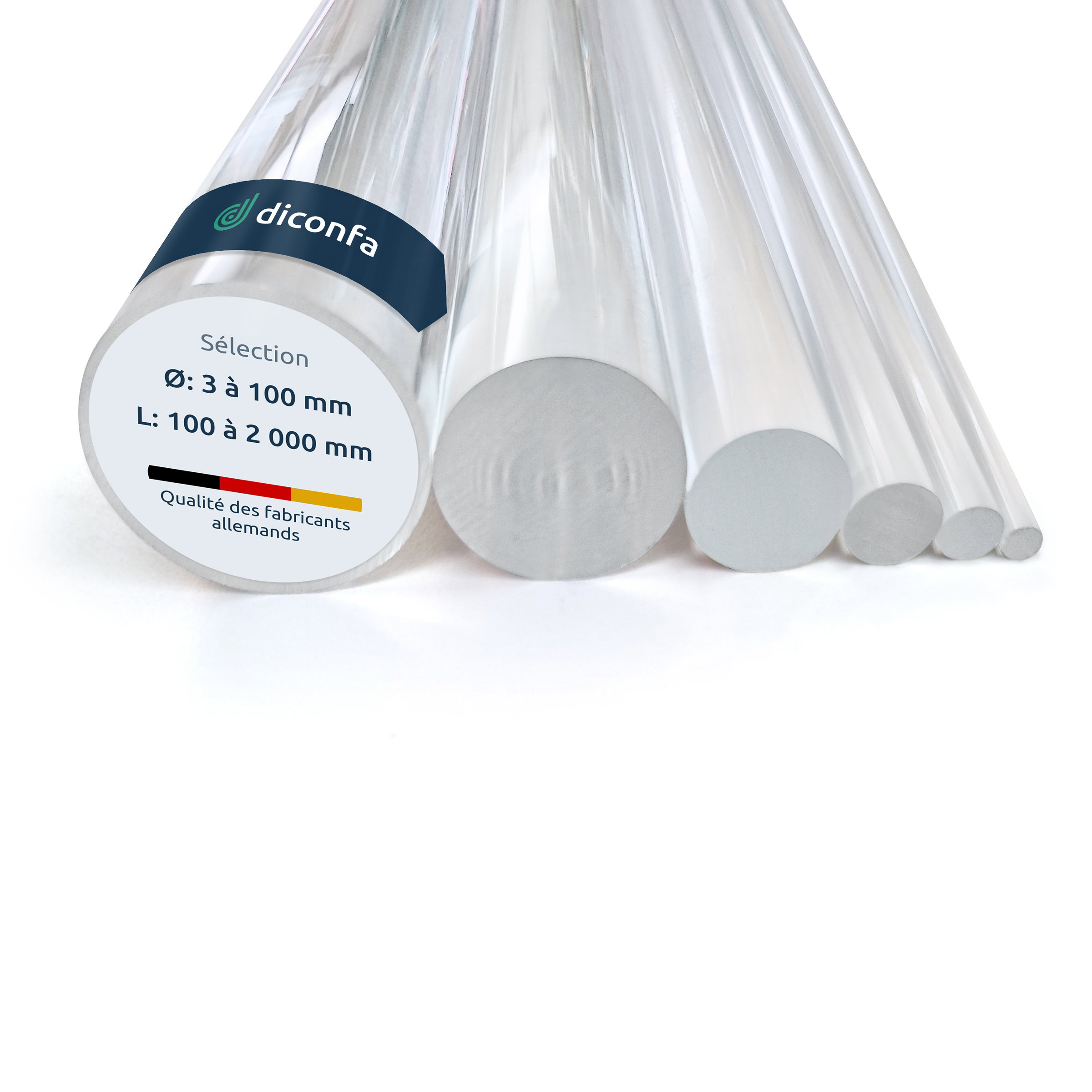 Verre acrylique incolore Barre ronde sur mesure