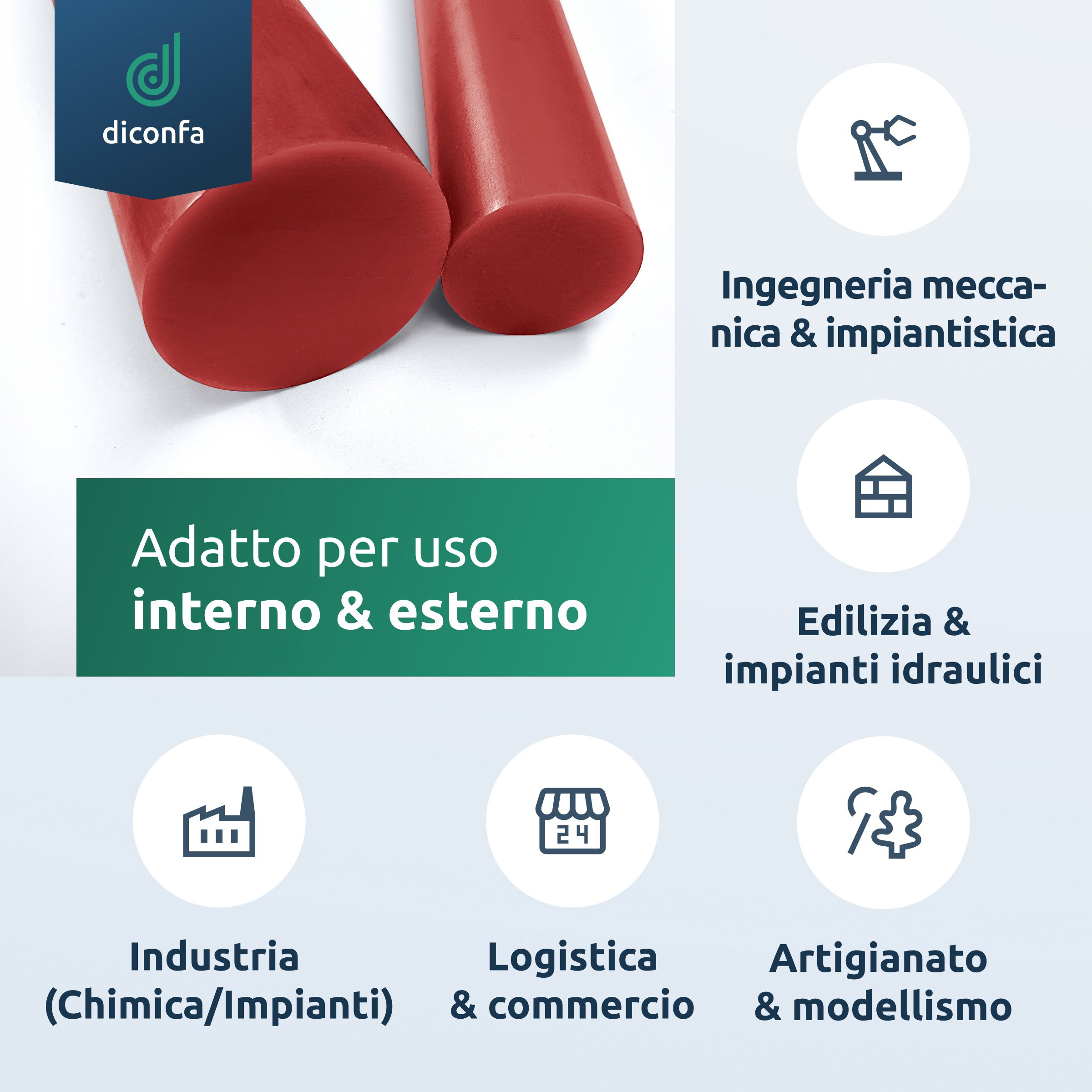 Asta tonda in PVC rossa su misura