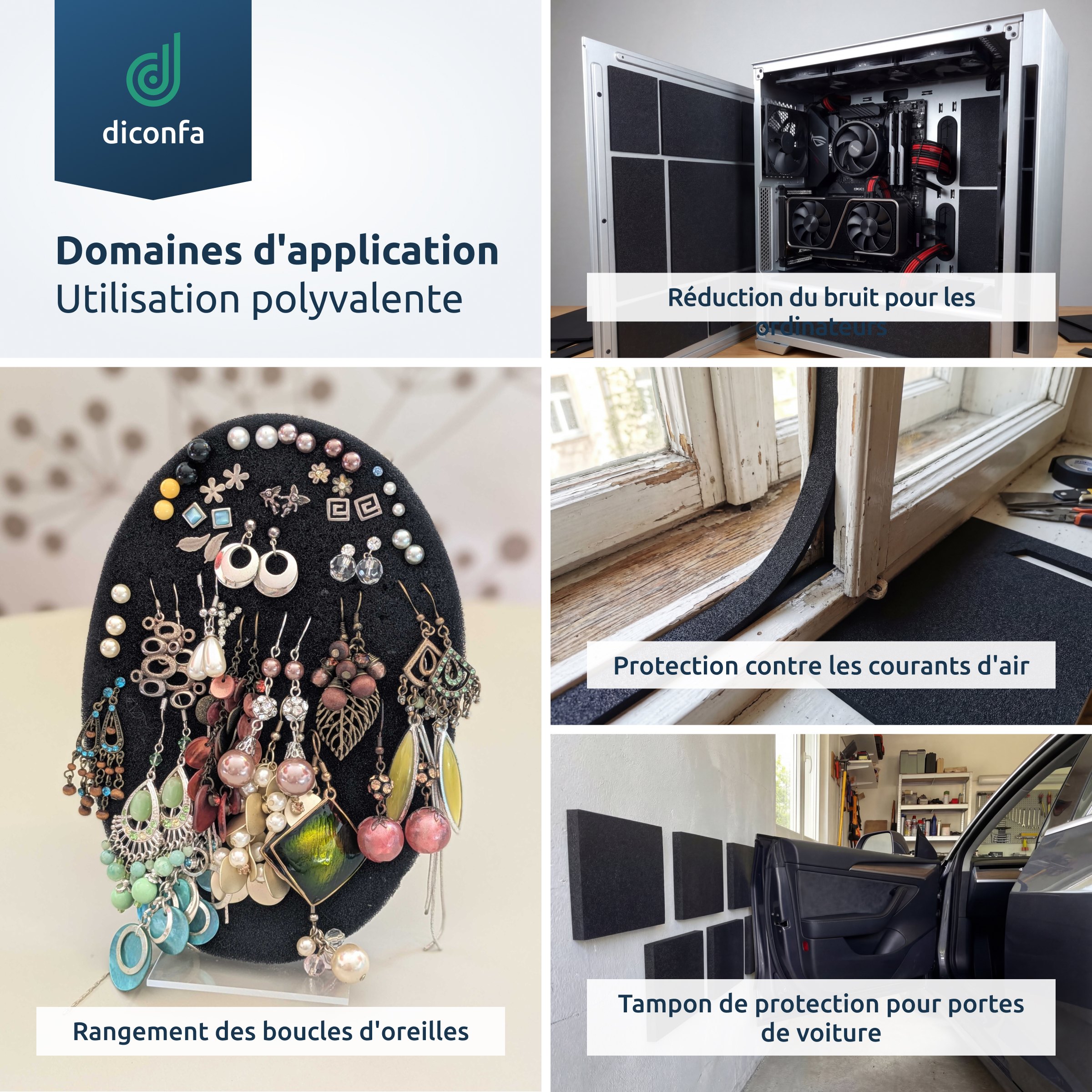 plaque de mousse en caoutchouc cellulaire EPDM env. DIN A4 – sans face adhésive