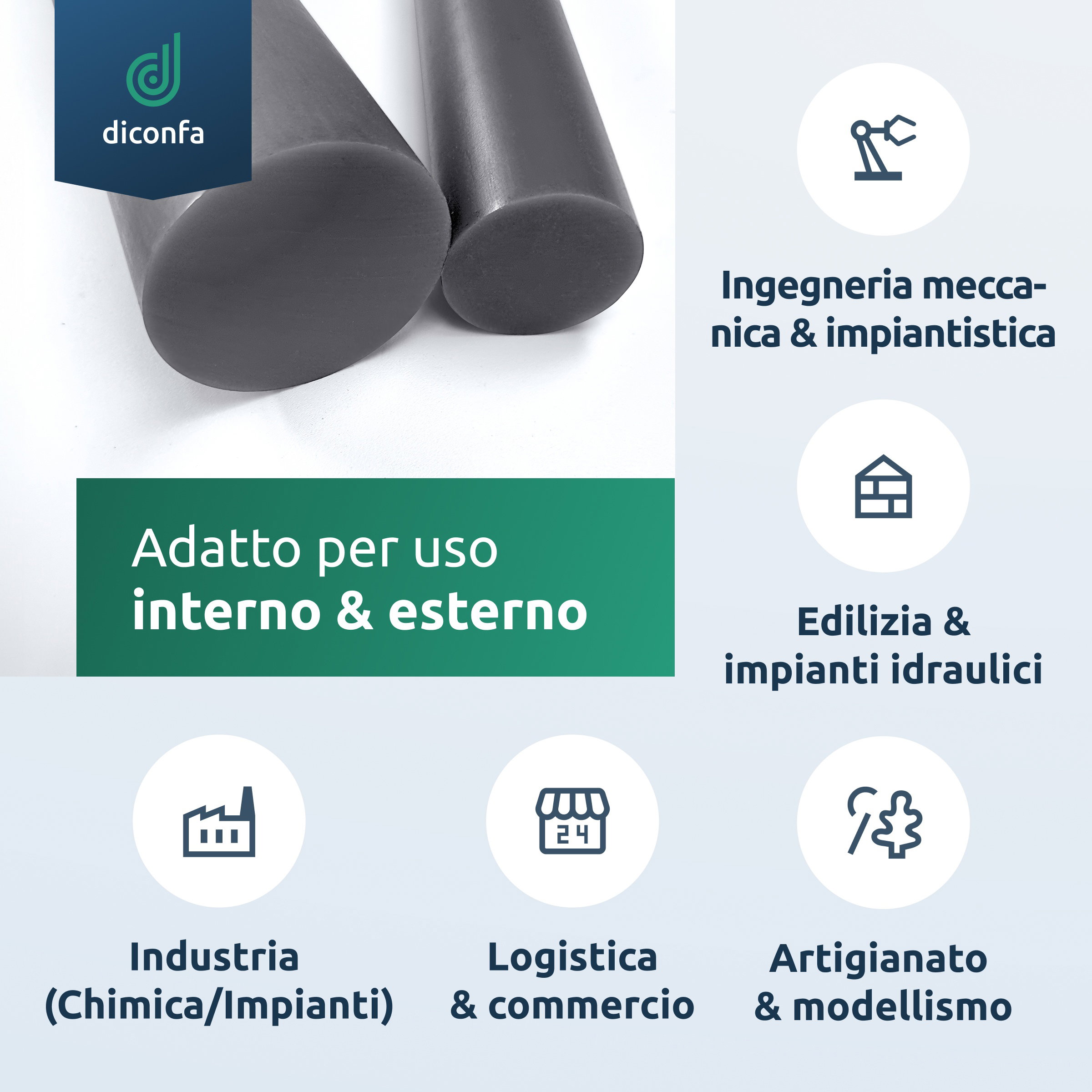 Barra tonda in PVC rigido grigio scuro su misura