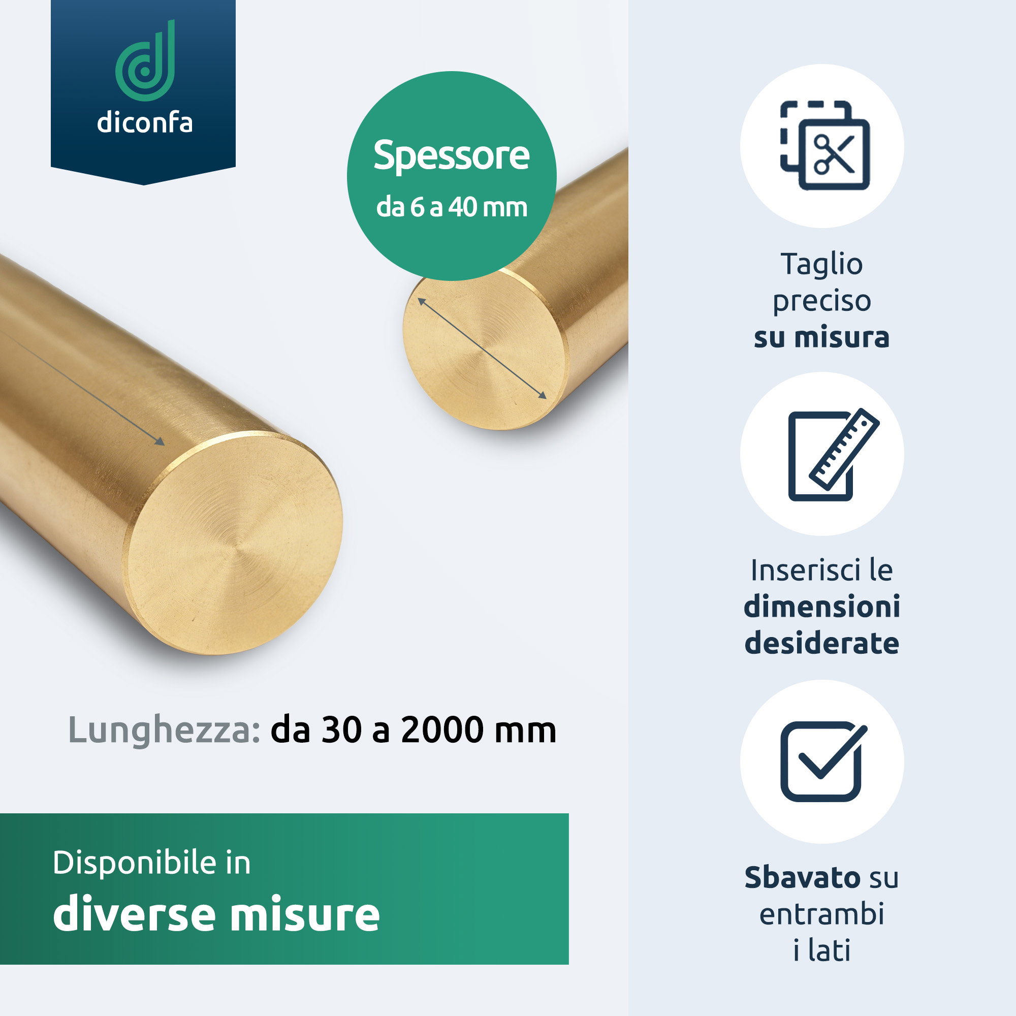 CW614N Barra tonda in ottone su misura