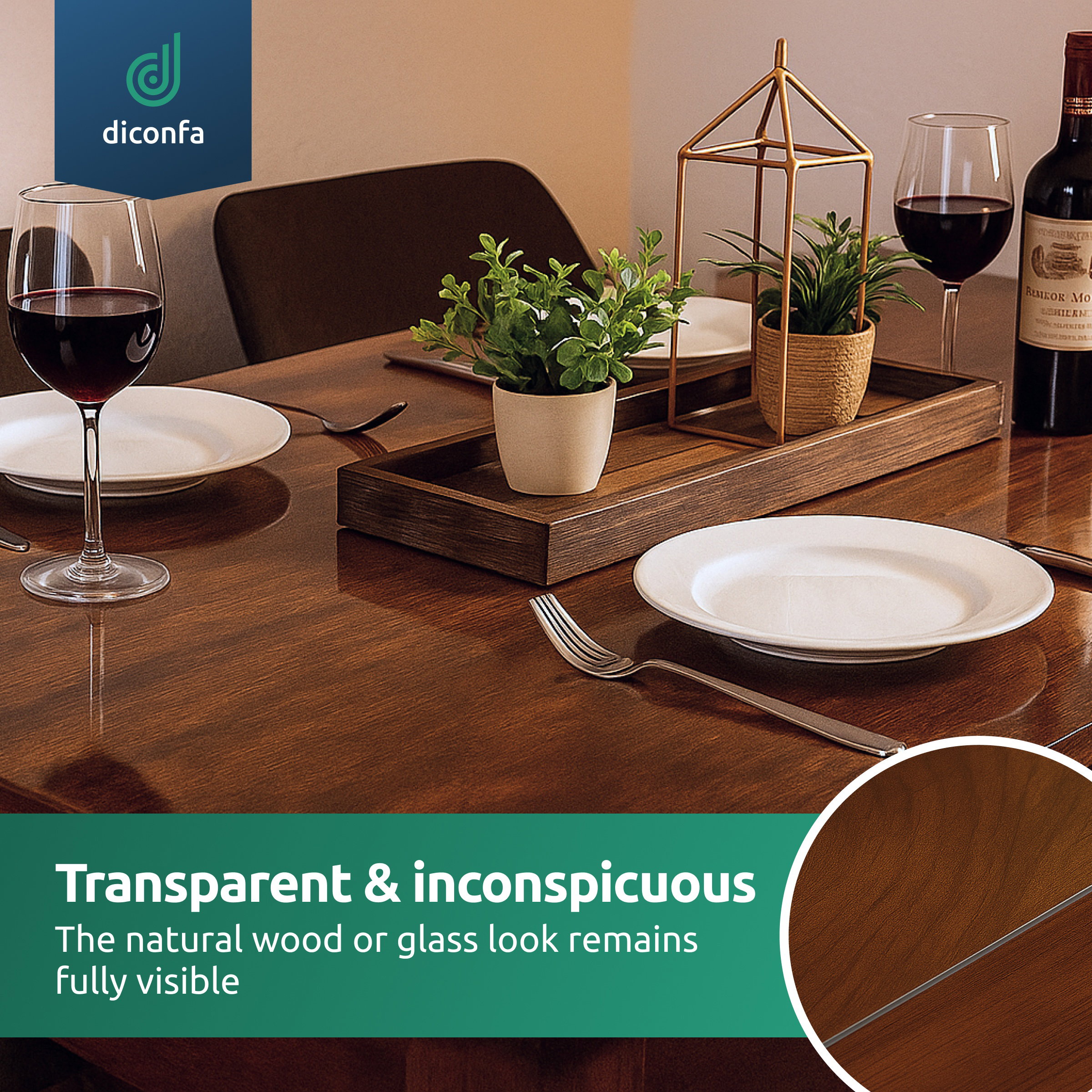 transparent table cover 45 degree beveled edge made to measure