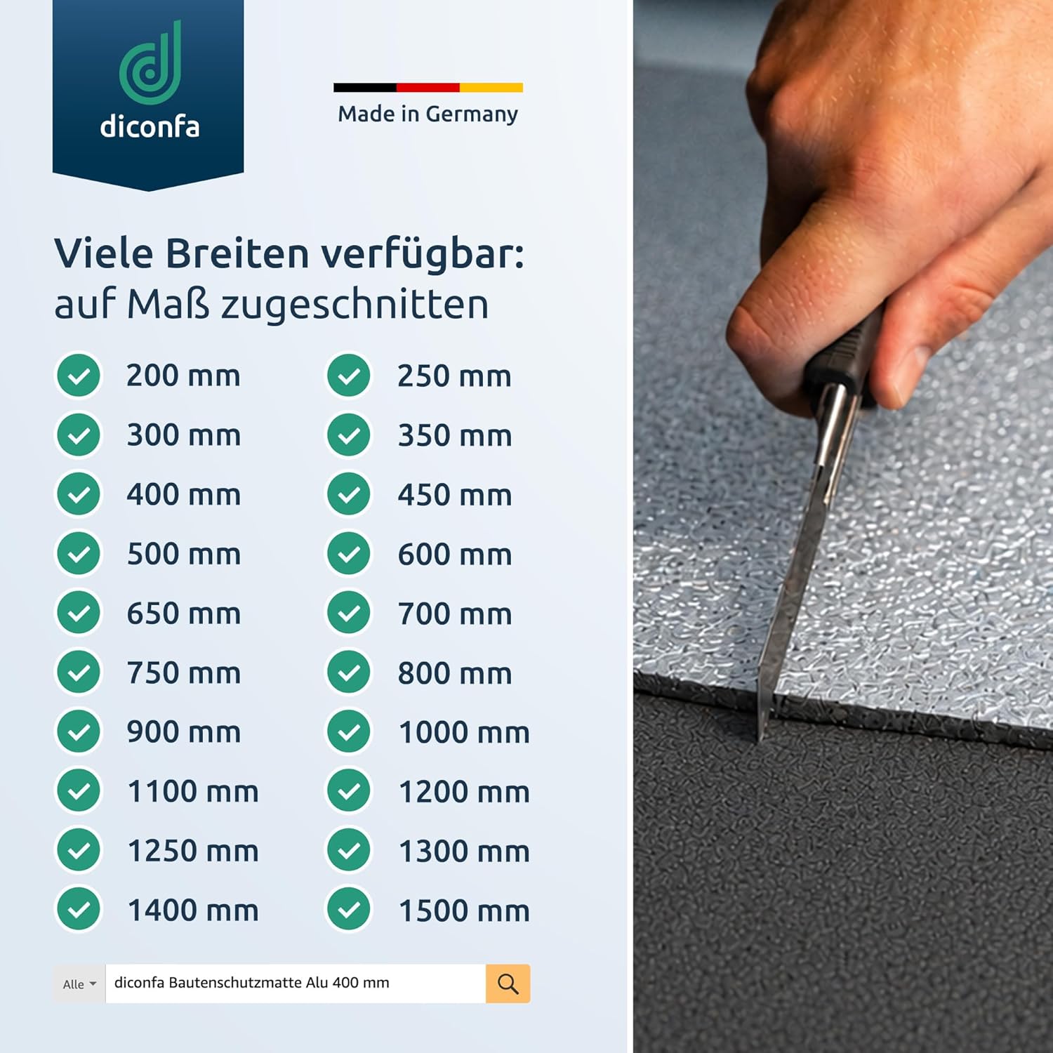 Bautenschutzmatte alukaschiert nach Maß