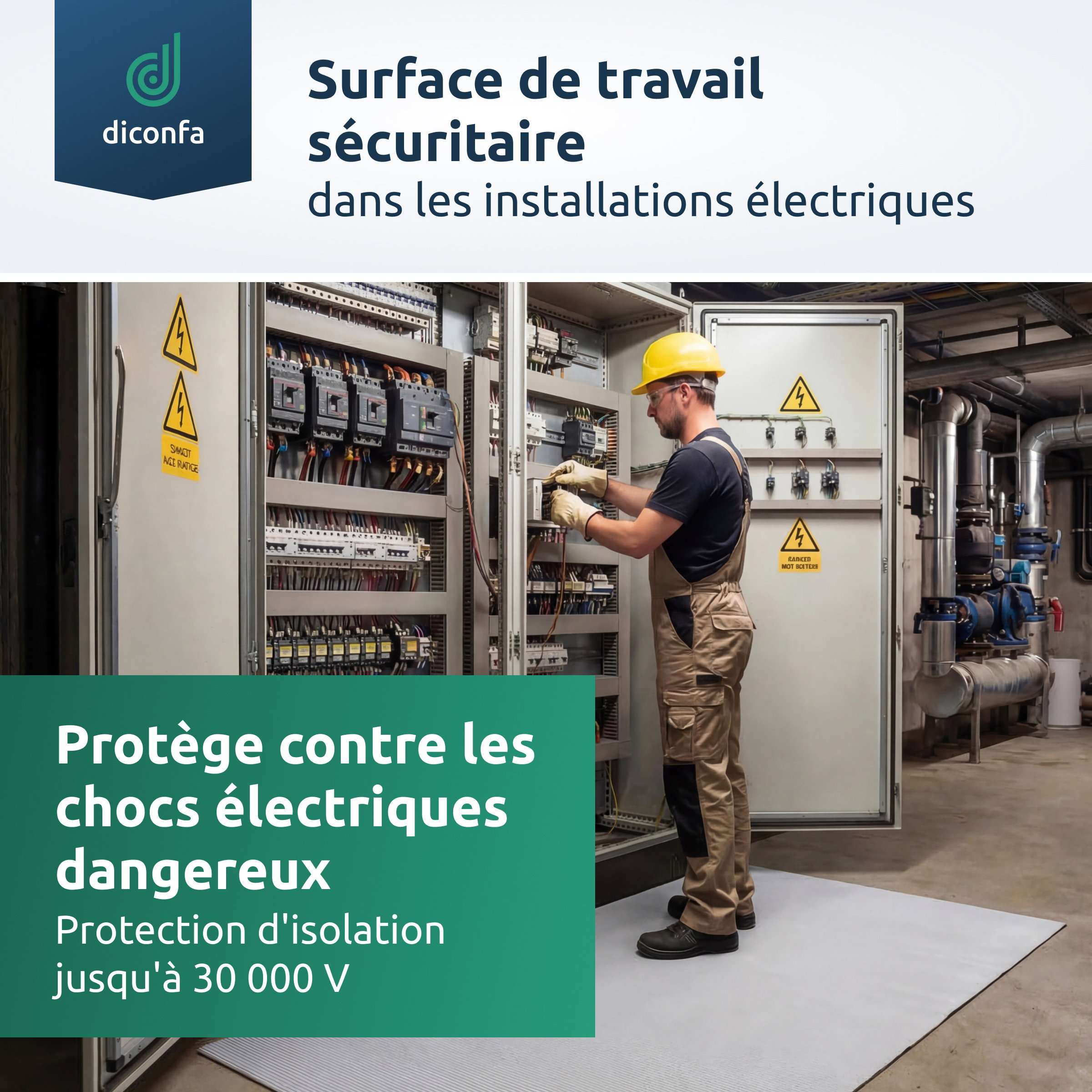 Tapis isolant VDE 3 mm gris jusqu’à 30 000 volts sur mesure
