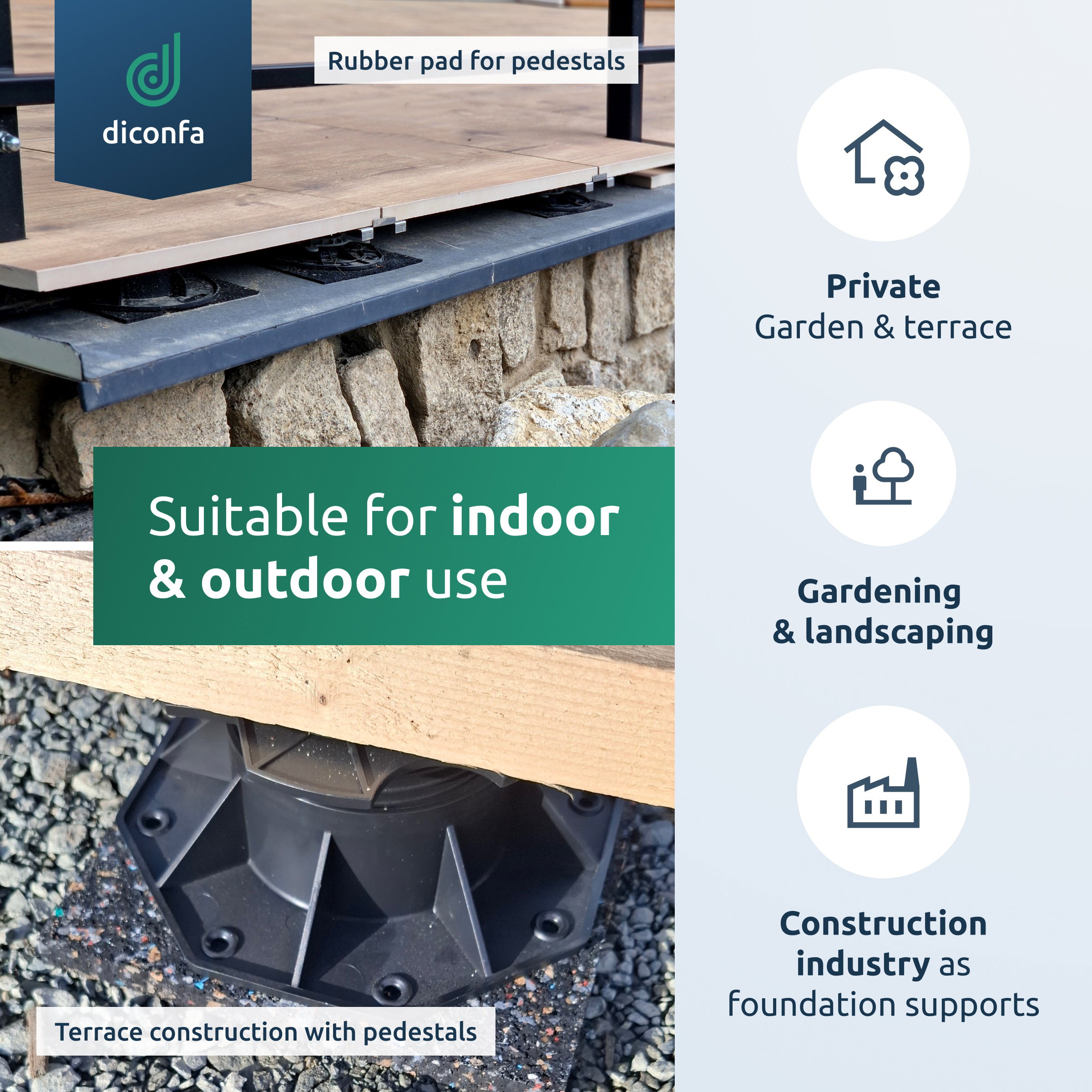 terrace pads made of rubber granulate 180 x 180