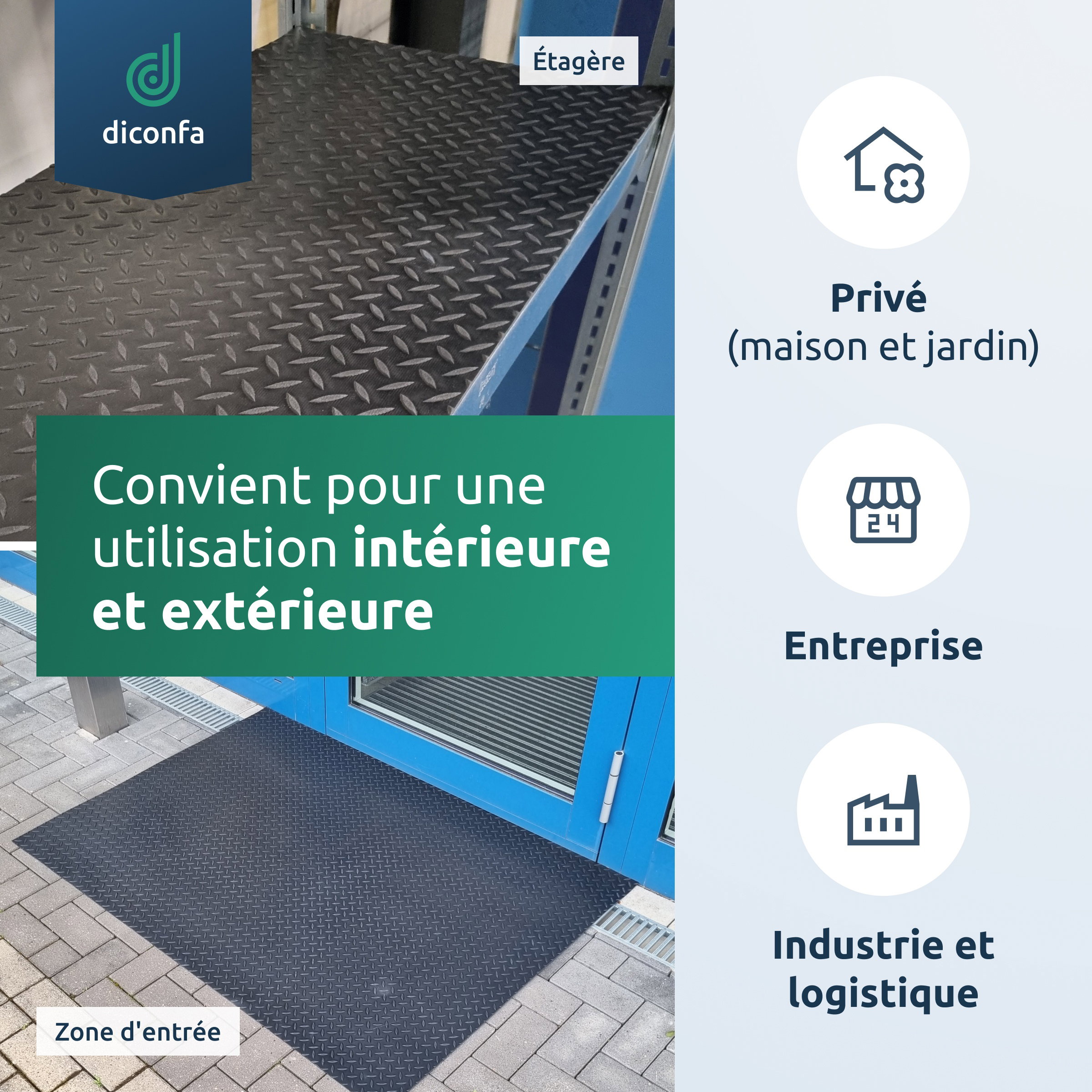 Tapis en caoutchouc diconfa Diamant Tôle larmée 3 mm d'épaisseur
