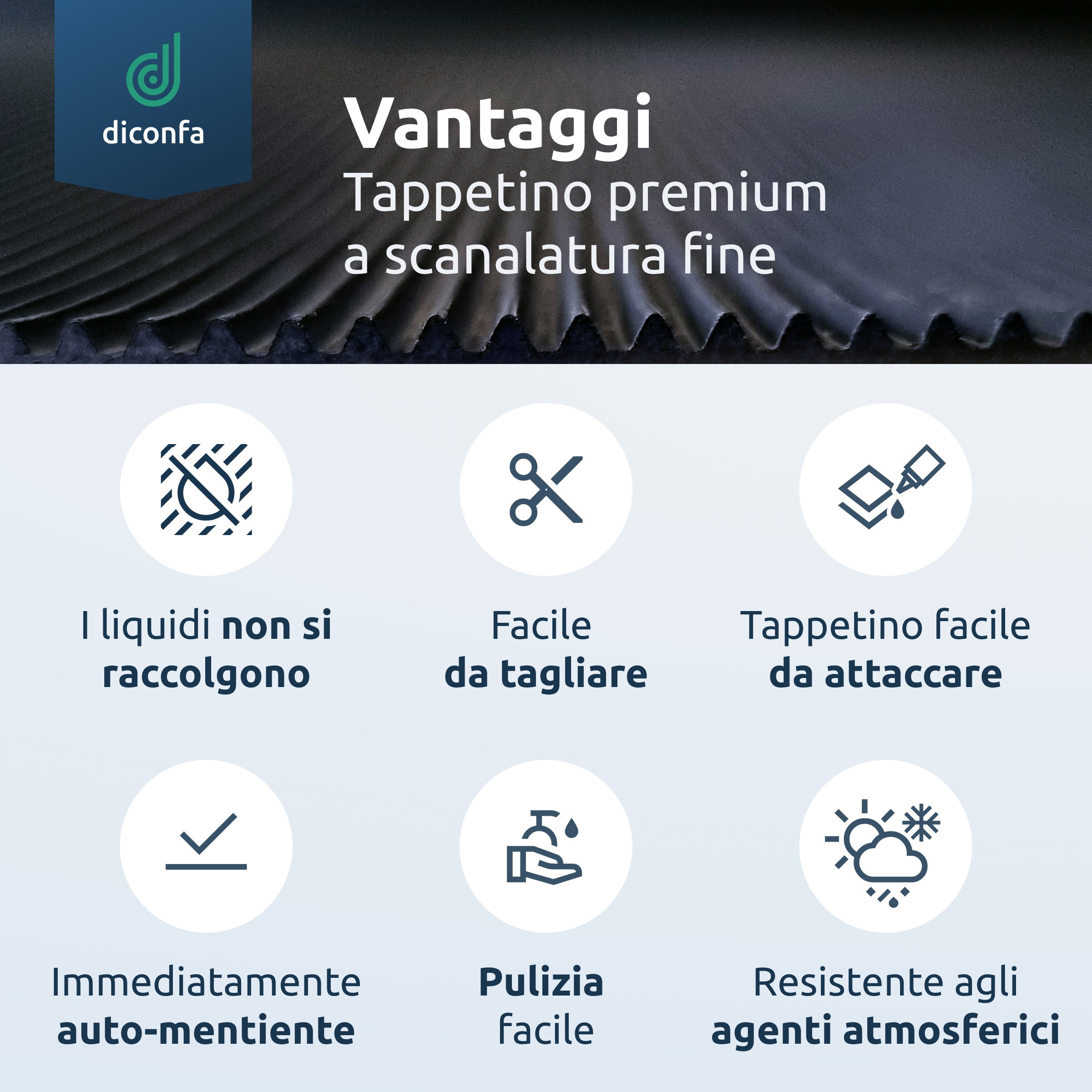 Tappetino a righe fini resistente all'olio, spessore 3 mm, su misura